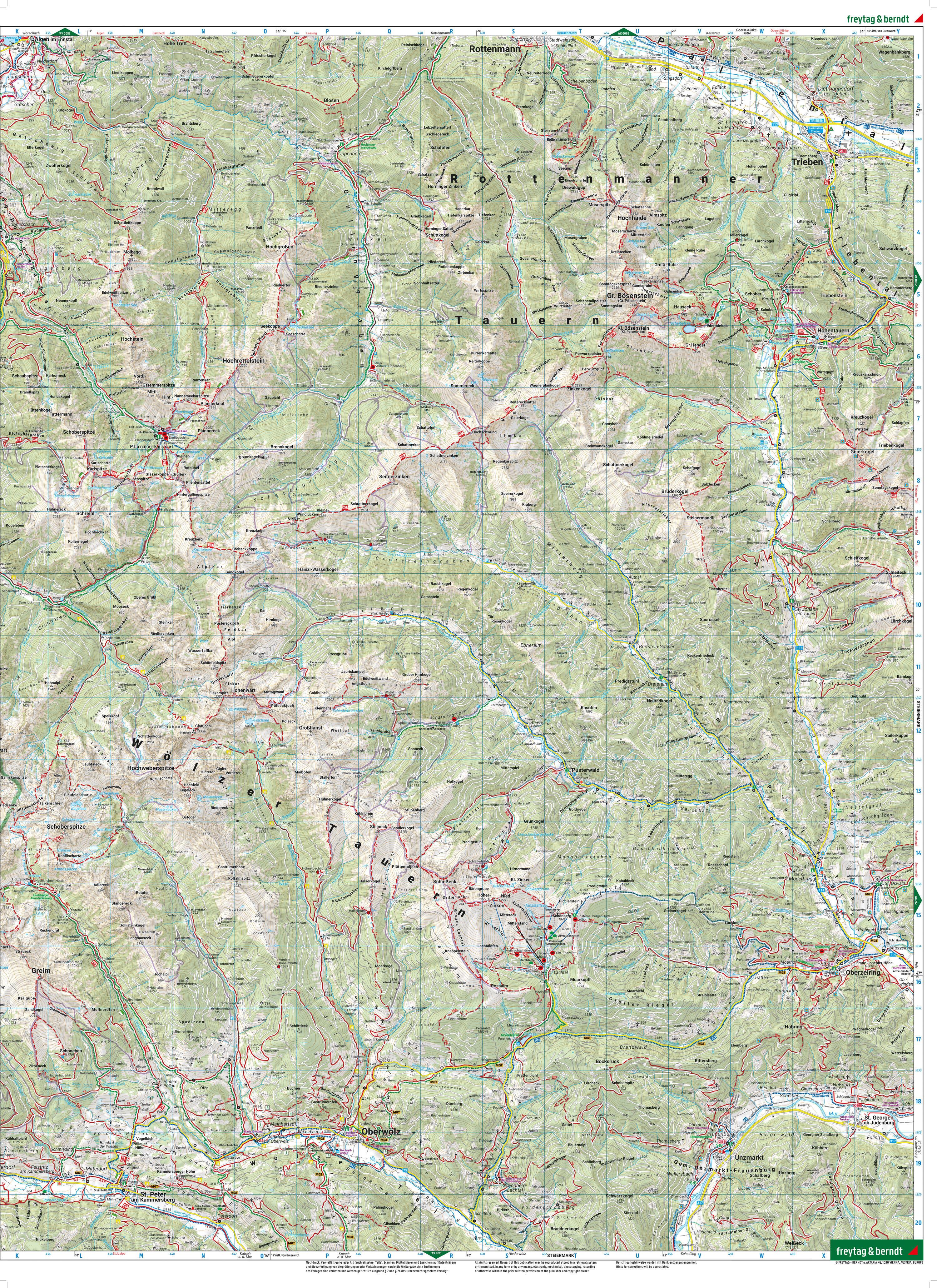Beispielinhalt (Bild) Rottenmanner Tauern, Wander-, Rad- und Freizeitkarte 1:50.000, freytag & berndt, WK 203