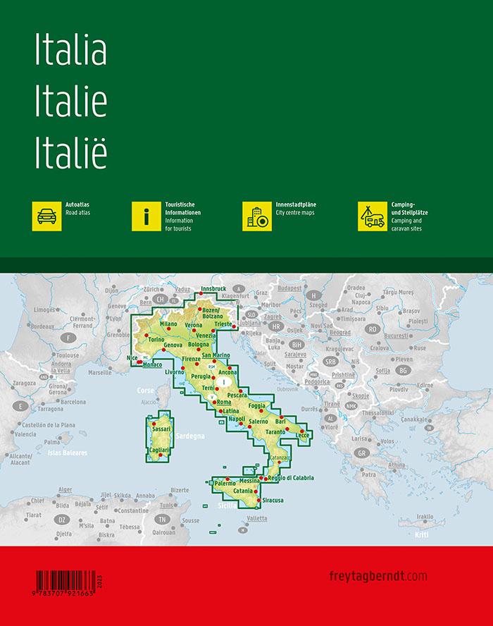 Rückseitencover Italien, Autoatlas 1:150.000, freytag & berndt