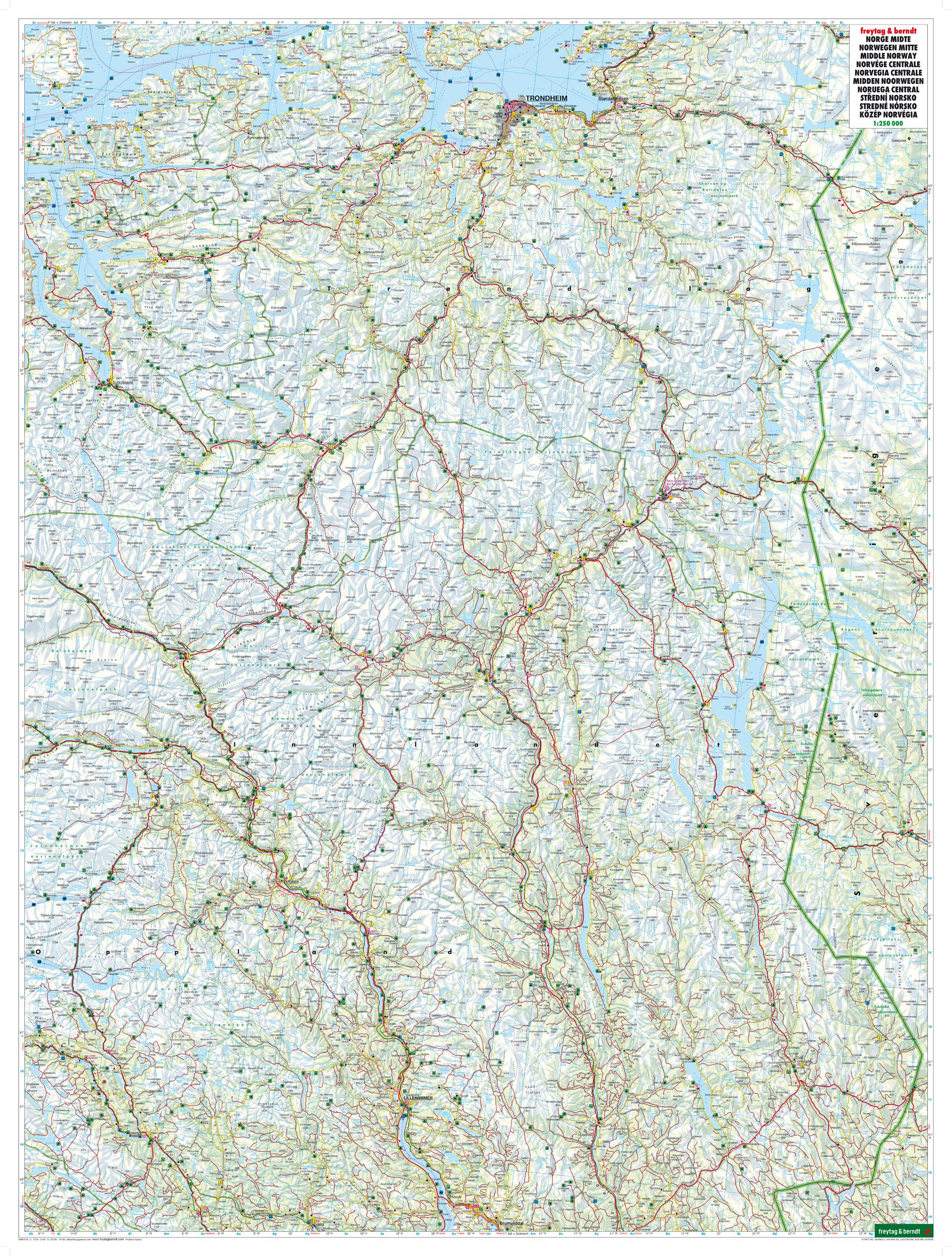 Beispielinhalt (Bild) Norwegen Mitte, Straßen- und Freizeitkarte 1:250.000, freytag & berndt