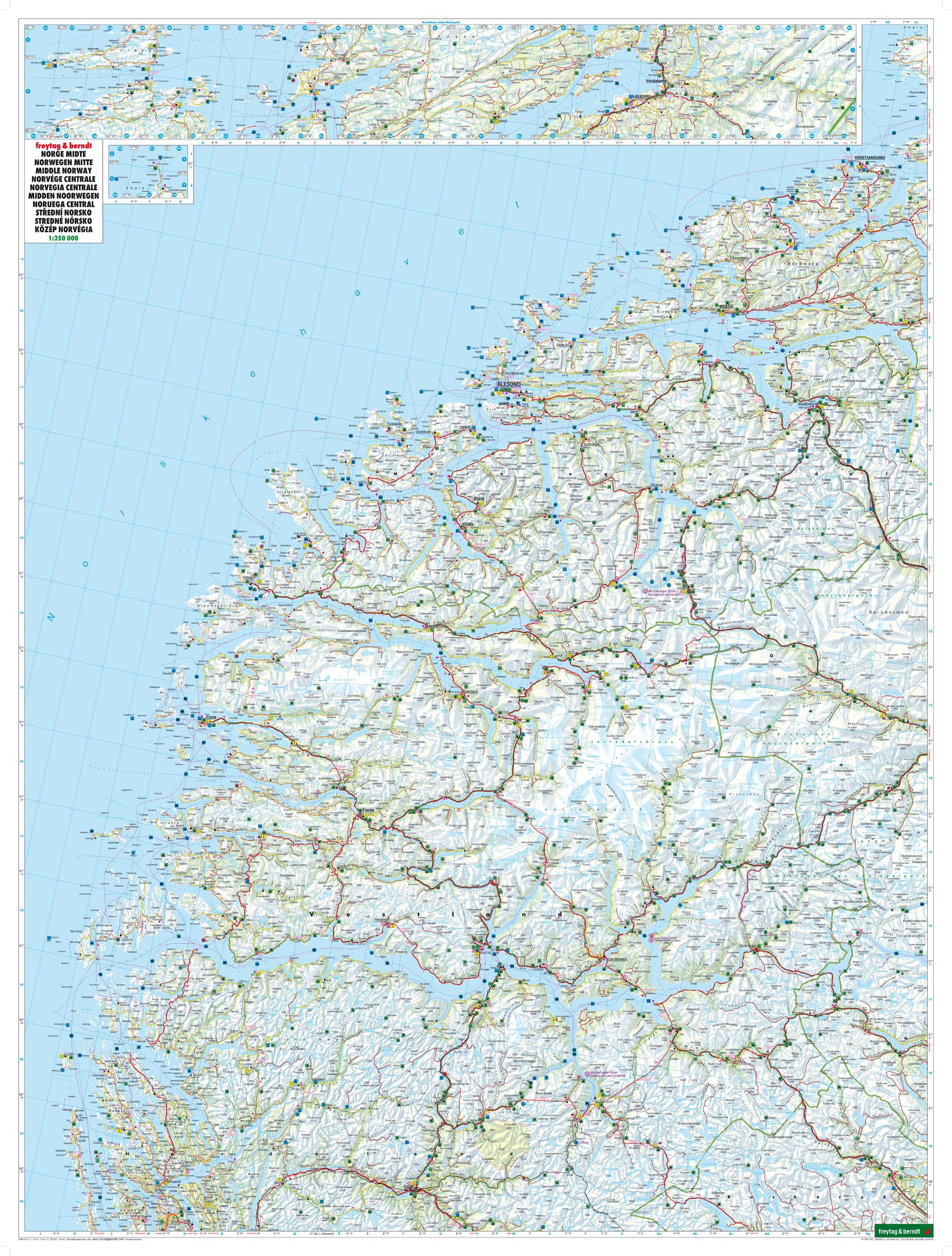 Beispielinhalt (Bild) Norwegen Mitte, Straßen- und Freizeitkarte 1:250.000, freytag & berndt