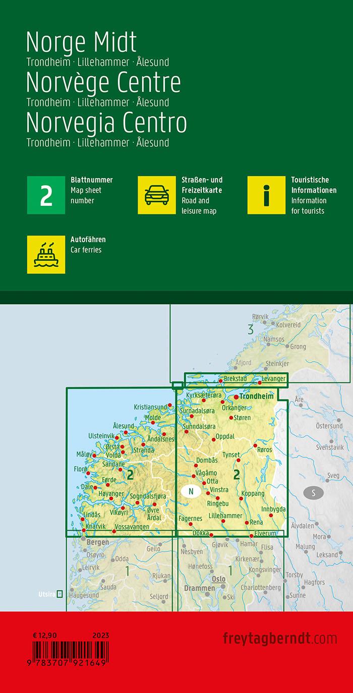 Rückseitencover Norwegen Mitte, Straßen- und Freizeitkarte 1:250.000, freytag & berndt