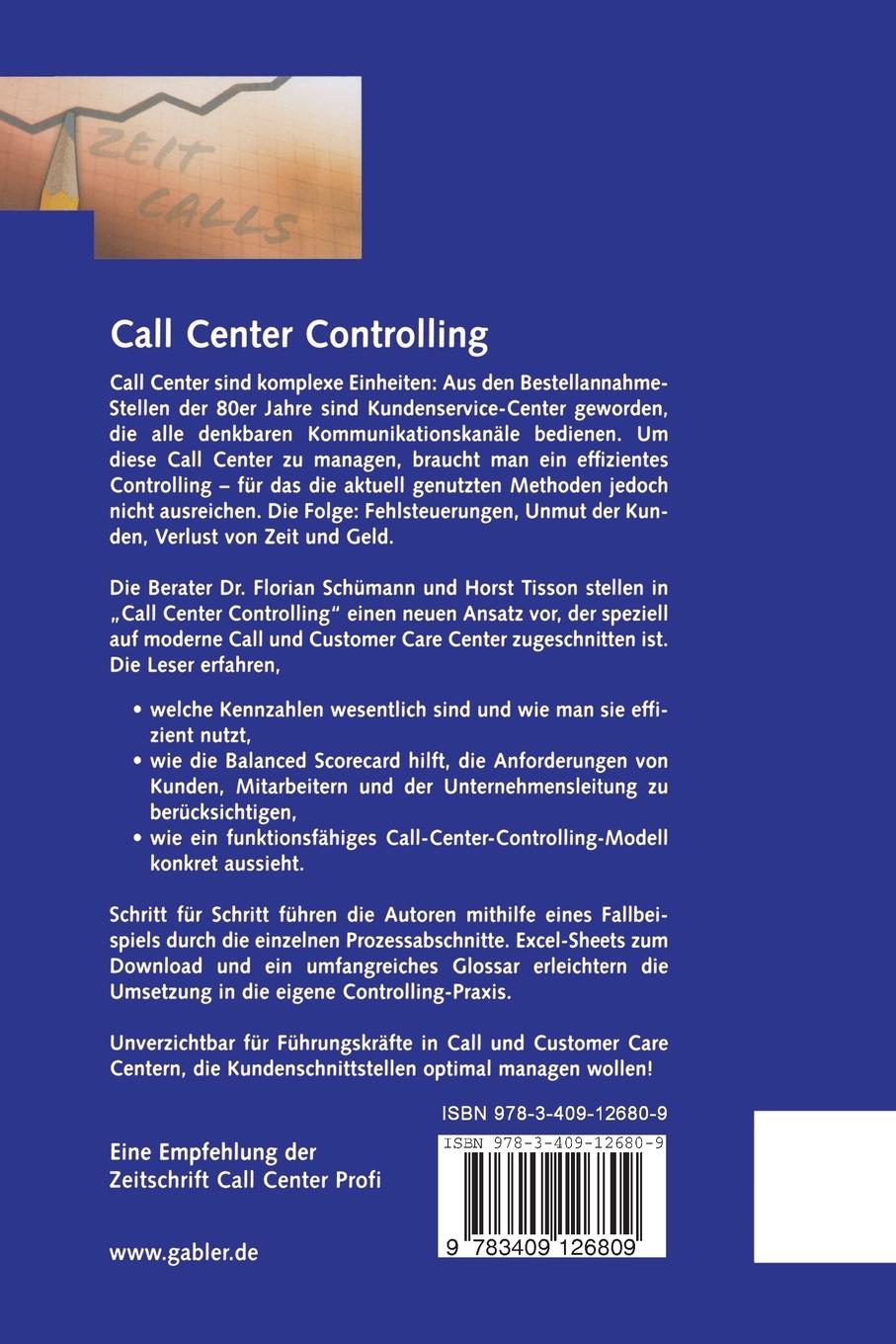 Rückseitencover Call Center Controlling