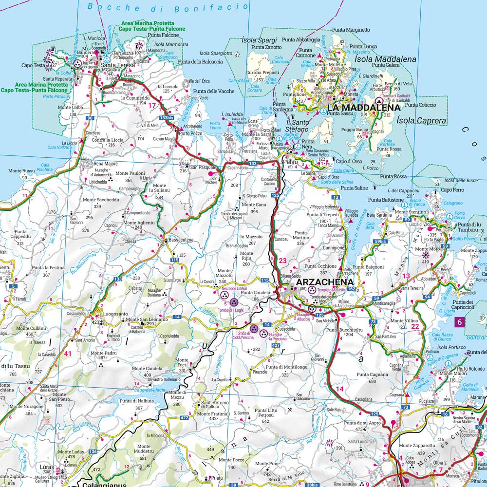 Beispielinhalt (Bild) Sardinien, Straßen- und Freizeitkarte 1:150.000, freytag & berndt