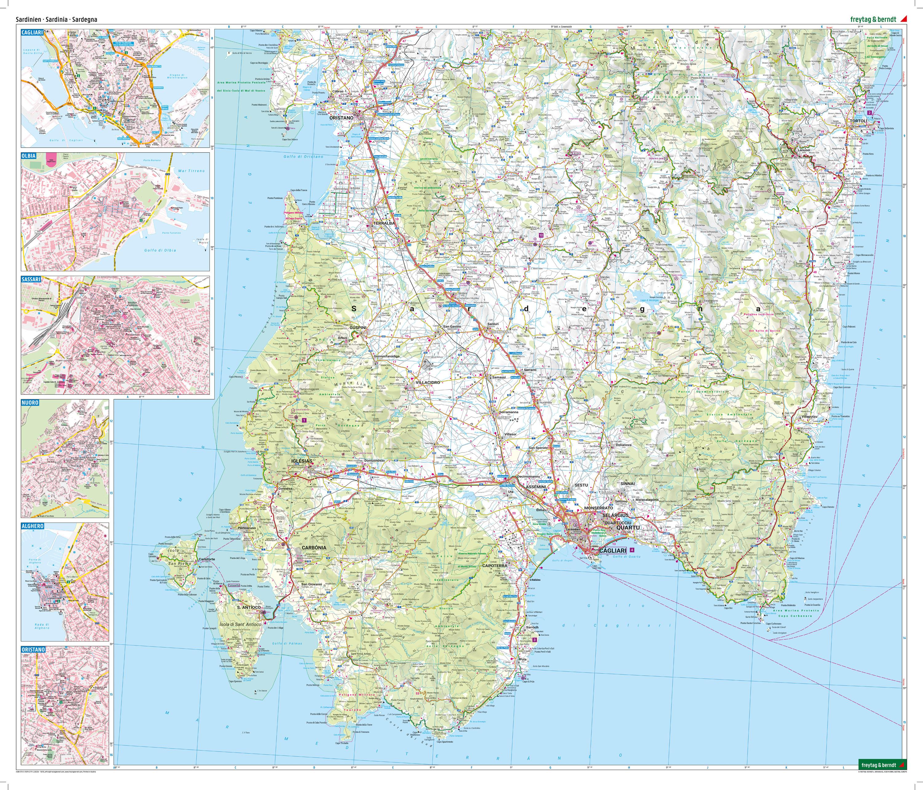 Beispielinhalt (Bild) Sardinien, Straßen- und Freizeitkarte 1:150.000, freytag & berndt