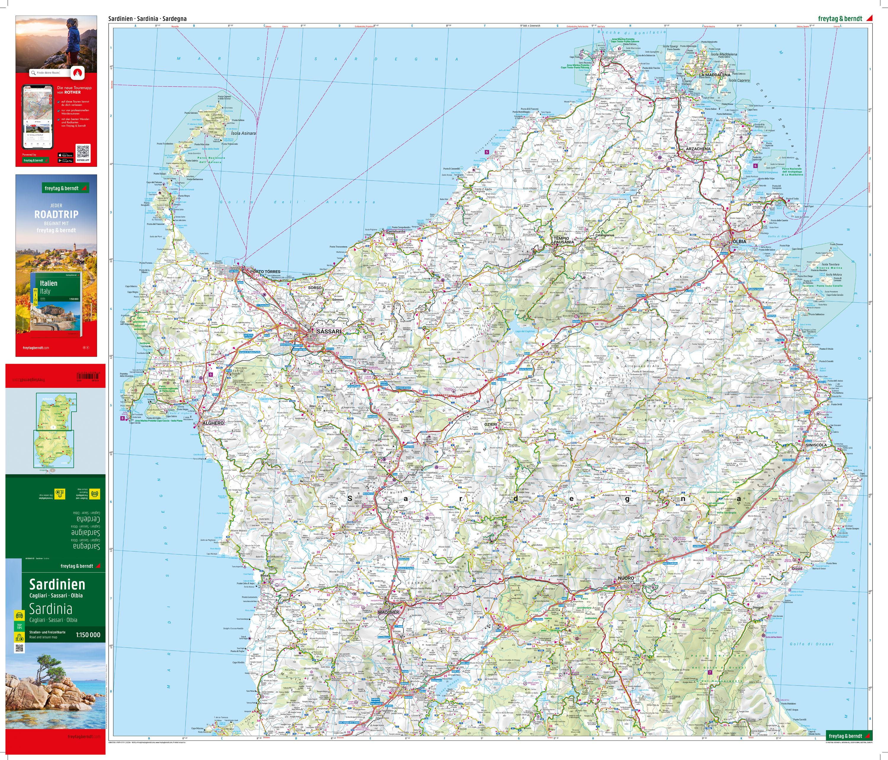 Beispielinhalt (Bild) Sardinien, Straßen- und Freizeitkarte 1:150.000, freytag & berndt