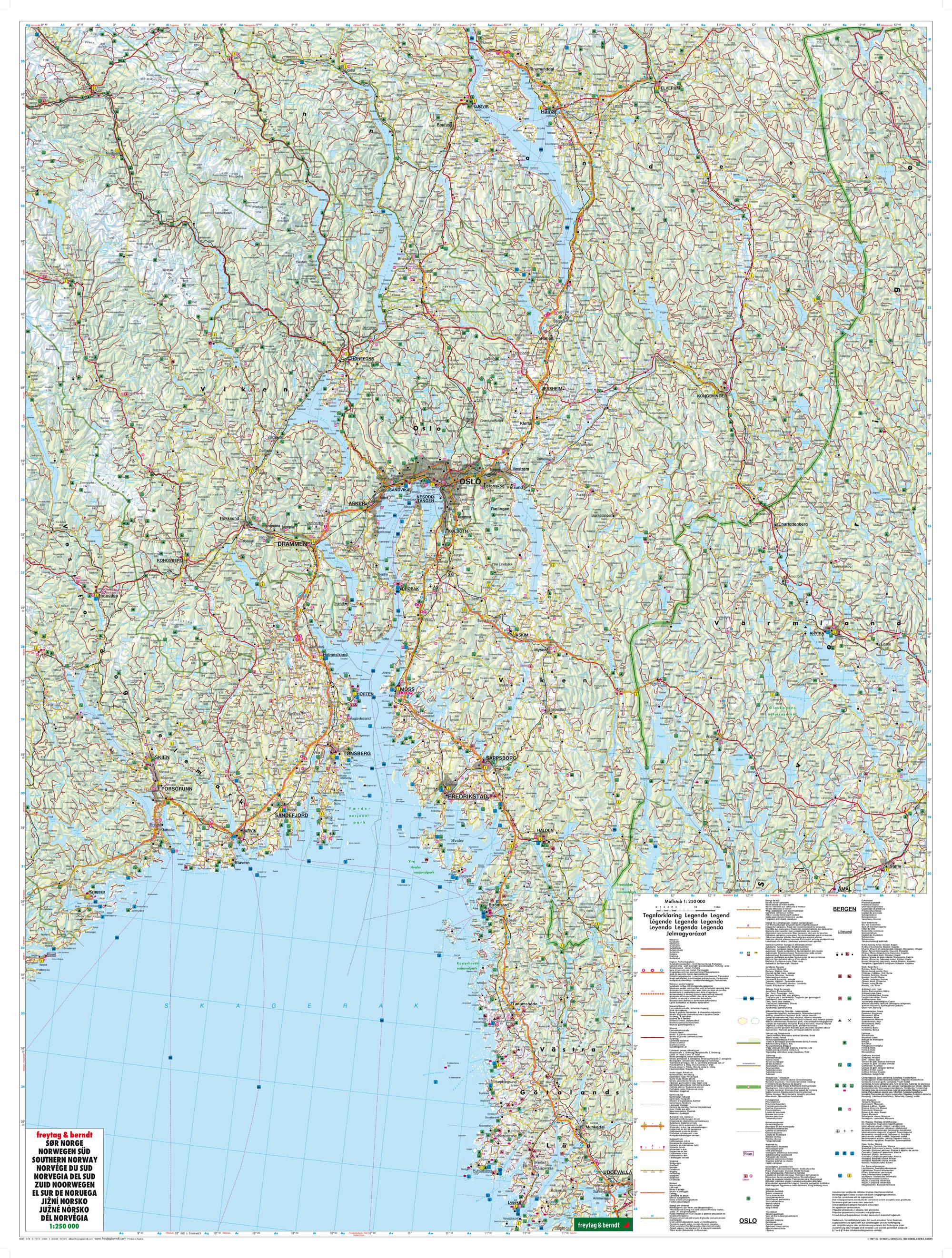 Beispielinhalt (Bild) Norwegen Süd, Straßen- und Freizeitkarte 1:250.000, freytag & berndt