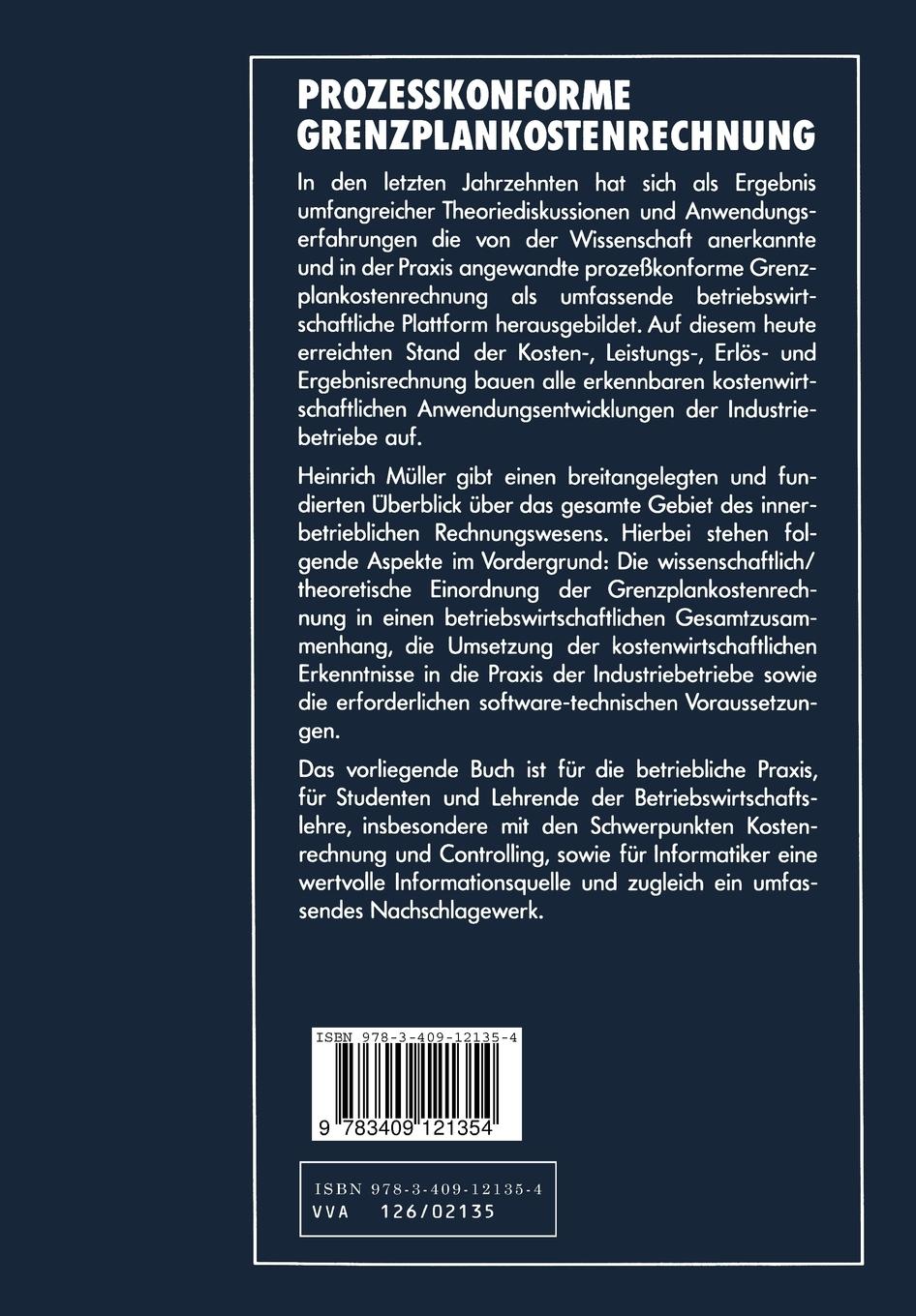 Rückseitencover Prozeßkonforme Grenzplankostenrechnung