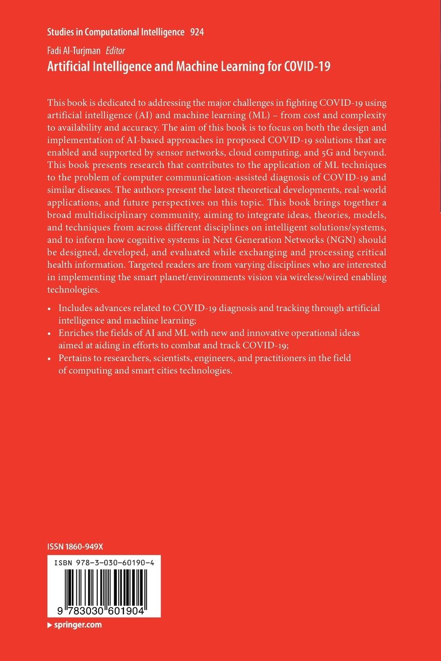 Rückseitencover Artificial Intelligence and Machine Learning for COVID-19