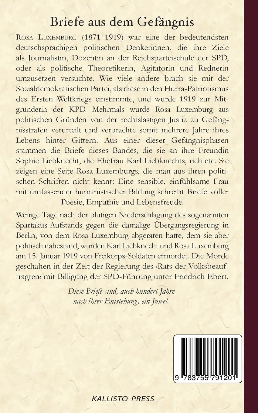 Rückseitencover Rosa Luxemburg: Briefe aus dem Gefängnis