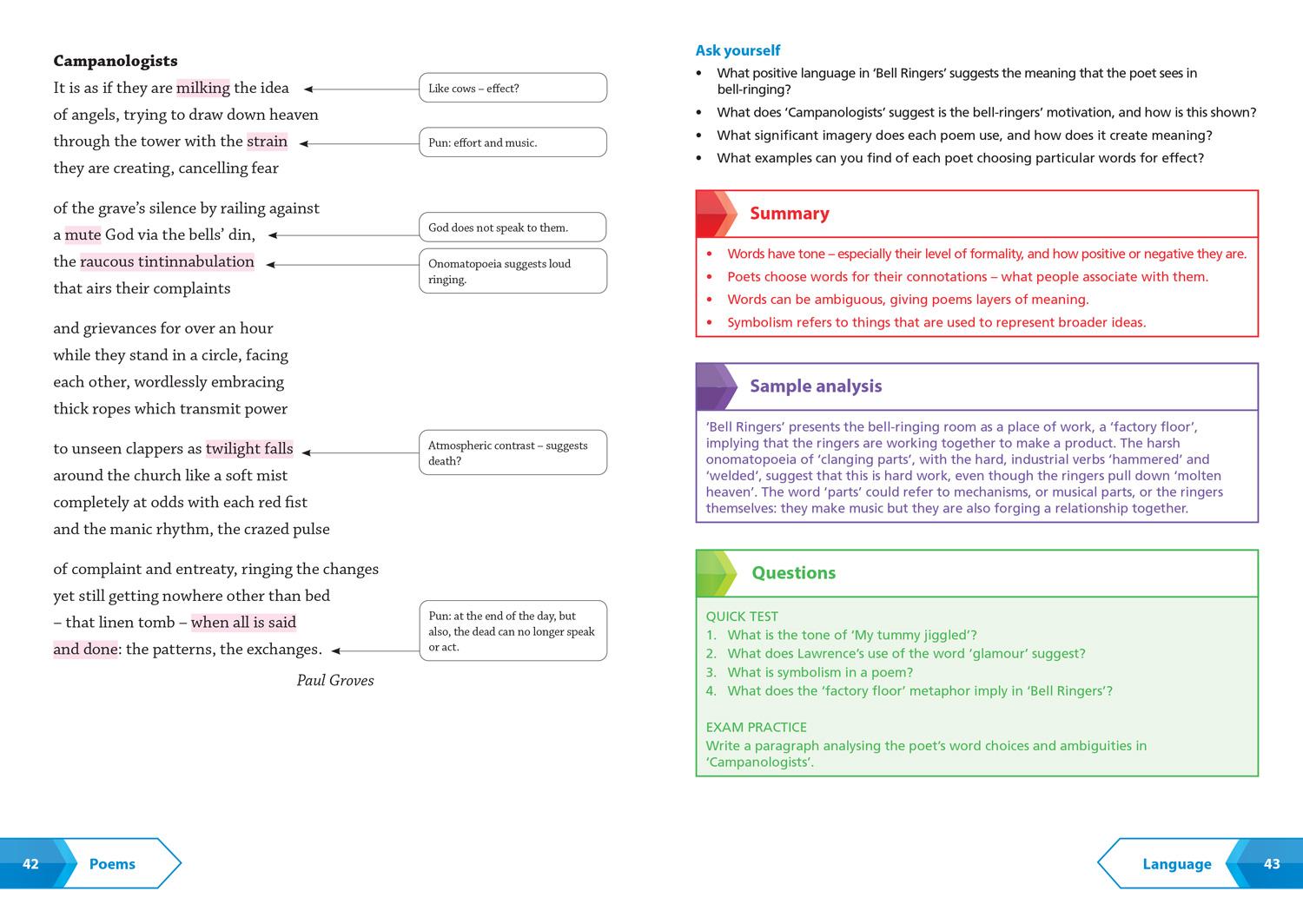 Beispielinhalt (Bild) Aqa Unseen Poetry Anthology Revision Guide