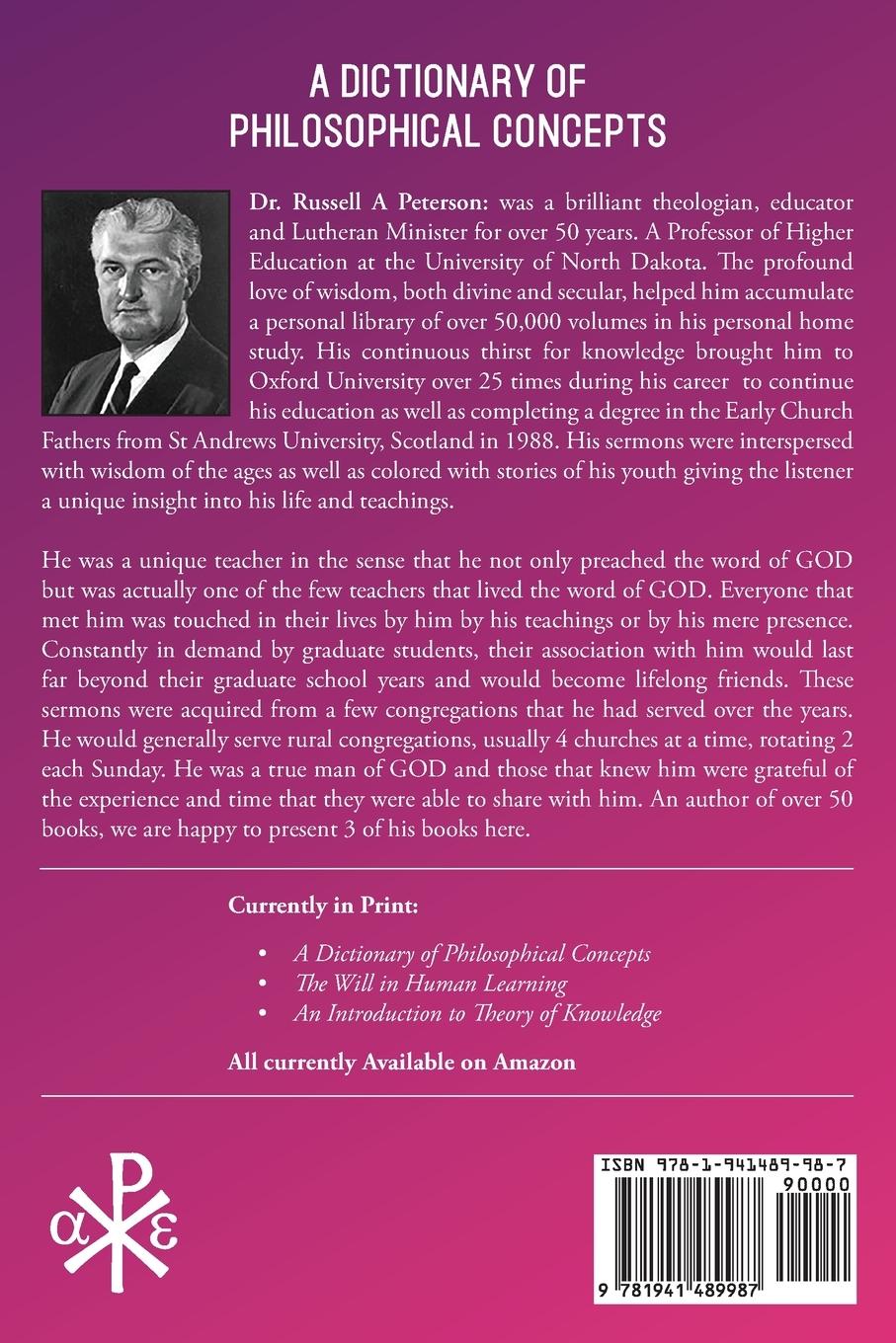 Rückseitencover A Dictionary of Philosophical Concepts