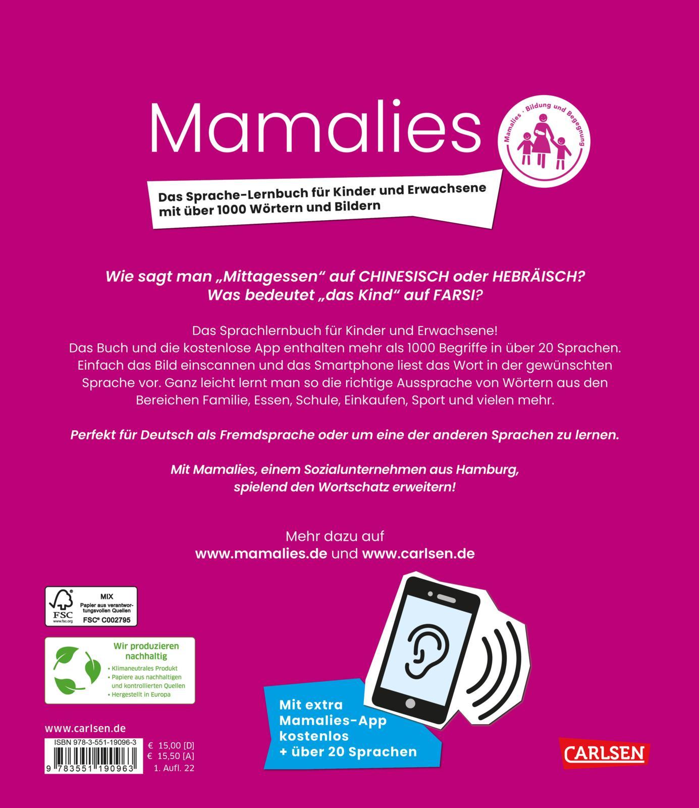 Rückseitencover Mama lies! Das Sprache-Lernbuch für Kinder und Erwachsene mit über 1000 Wörtern und Fotos