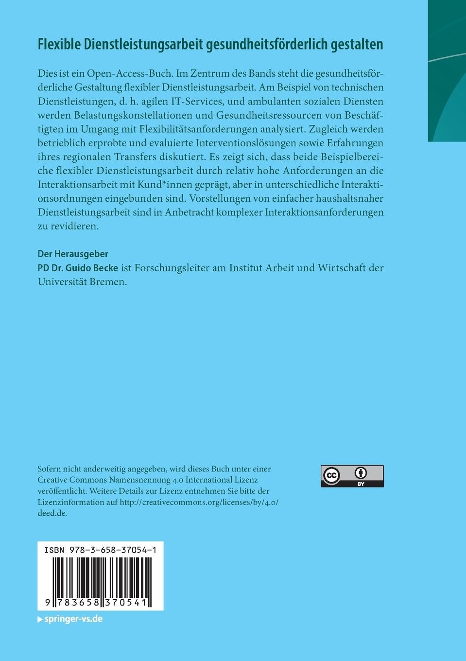 Rückseitencover Flexible Dienstleistungsarbeit gesundheitsförderlich gestalten