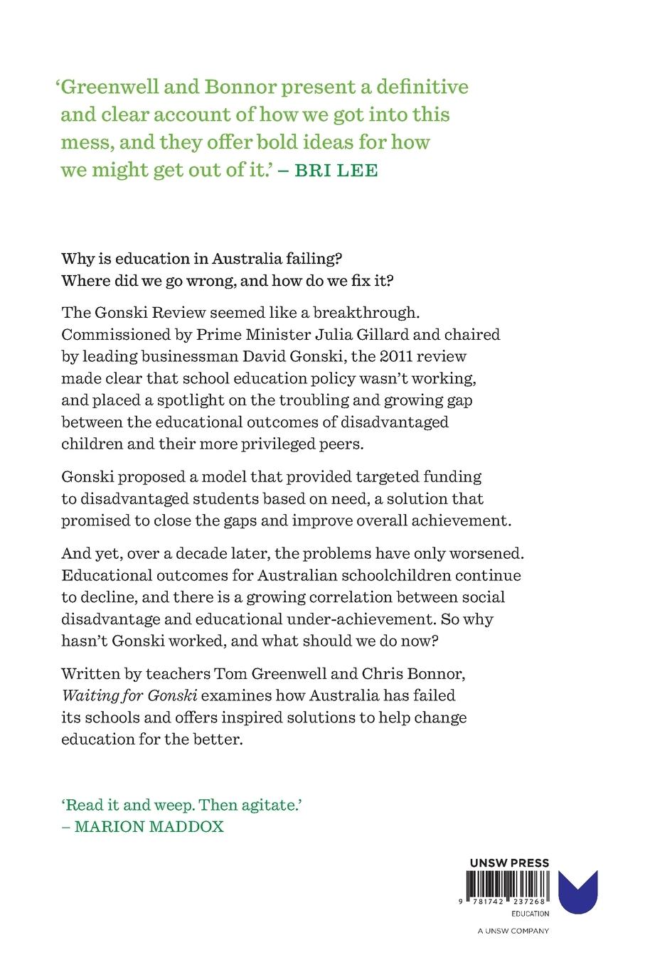 Rückseitencover Waiting for Gonski