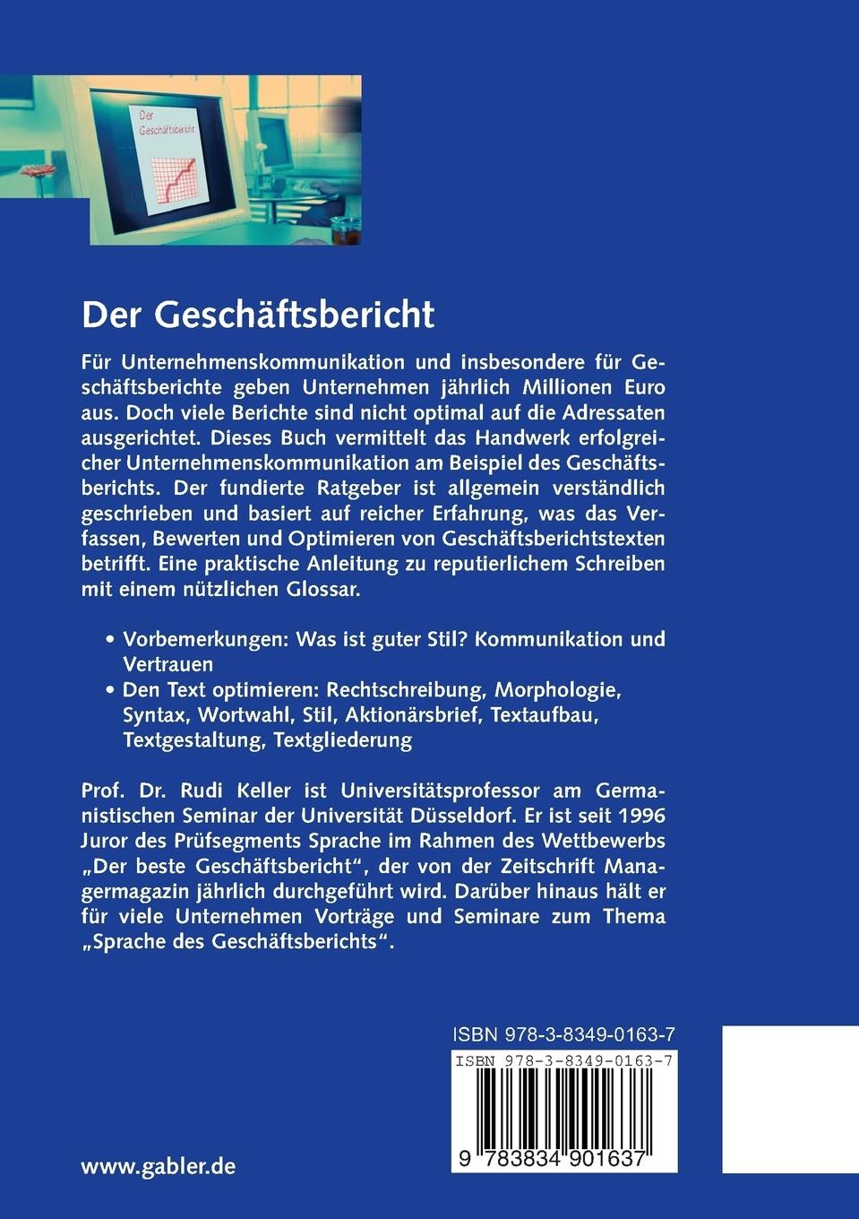 Rückseitencover Der Geschäftsbericht