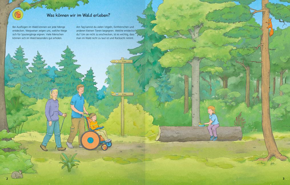 Beispielinhalt (Bild) Wieso? Weshalb? Warum? Stickerheft: Im Wald