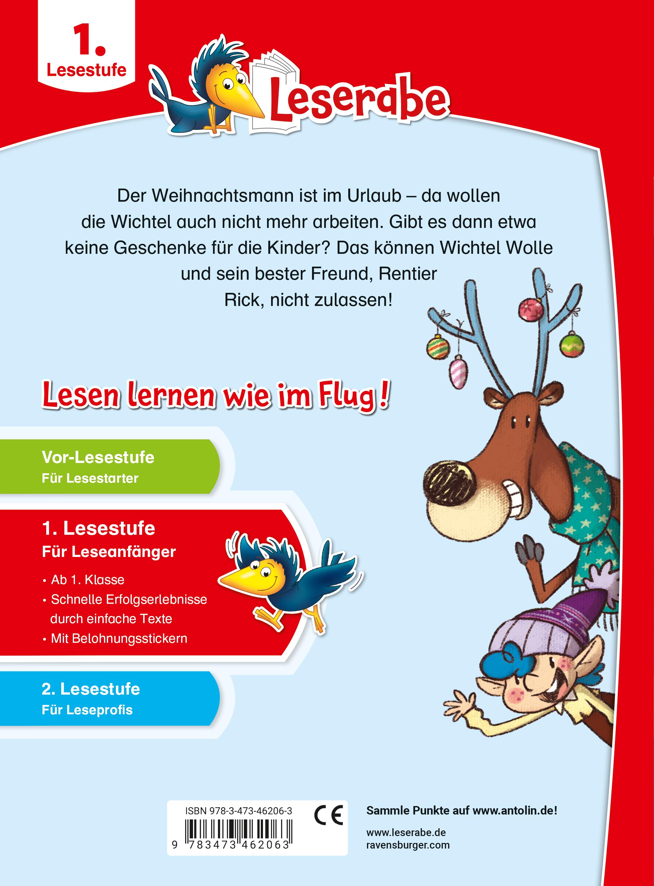 Rückseitencover Wichtel Wolle rettet Weihnachten - Leserabe ab 1. Klasse - Erstlesebuch für Kinder ab 6 Jahren