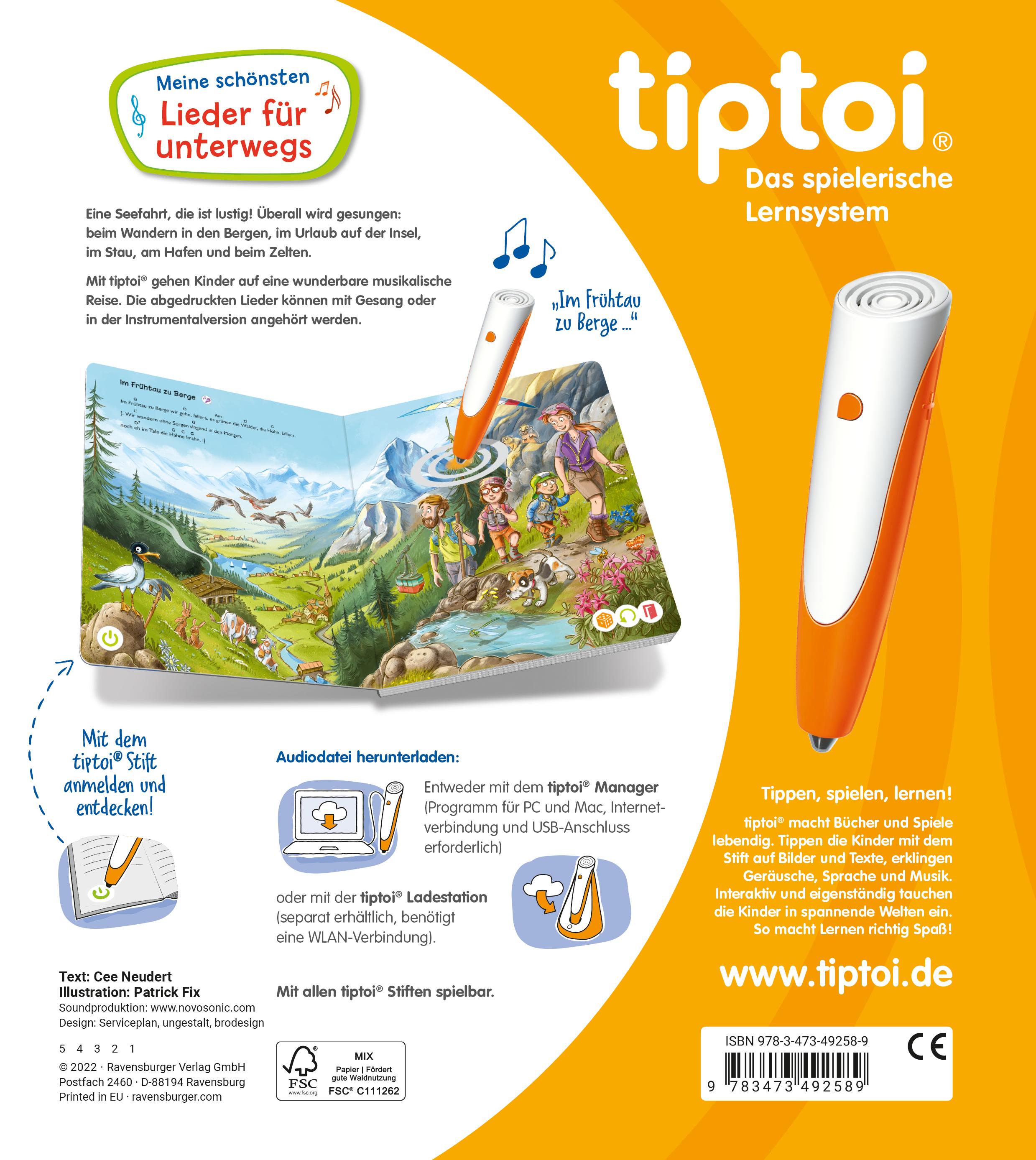 Rückseitencover tiptoi® Meine schönsten Lieder für unterwegs