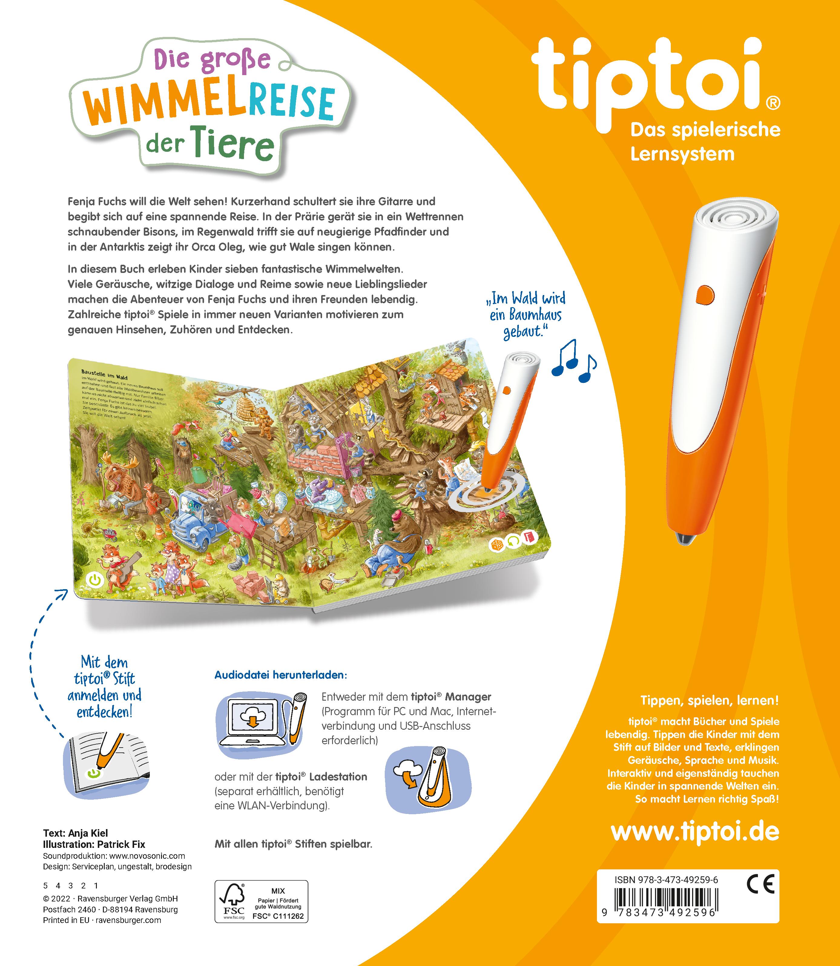 Rückseitencover tiptoi® Die große Wimmelreise der Tiere