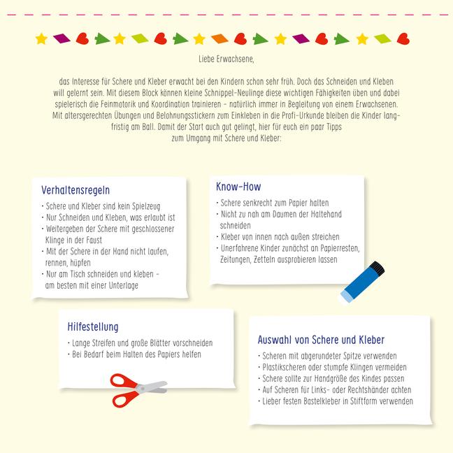 Beispielinhalt (Bild) Ravensburger Schnipp-Schnapp Schneiden lernen Weihnachten - Schneiden und Kleben ab 3 Jahren - Block mit Belohnungsstickern und Profi-Urkunde - Perforierte Seiten