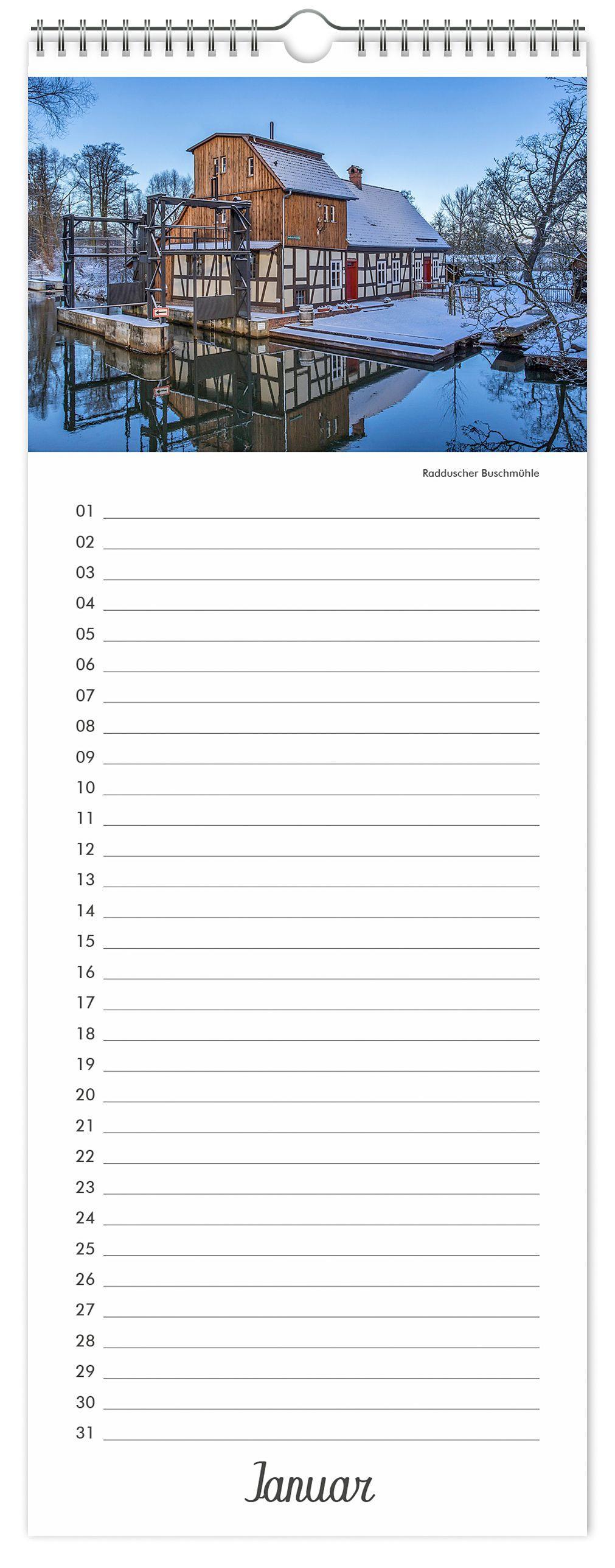 Beispielinhalt (Bild) Kalender Geburtstagskalender Spreewald