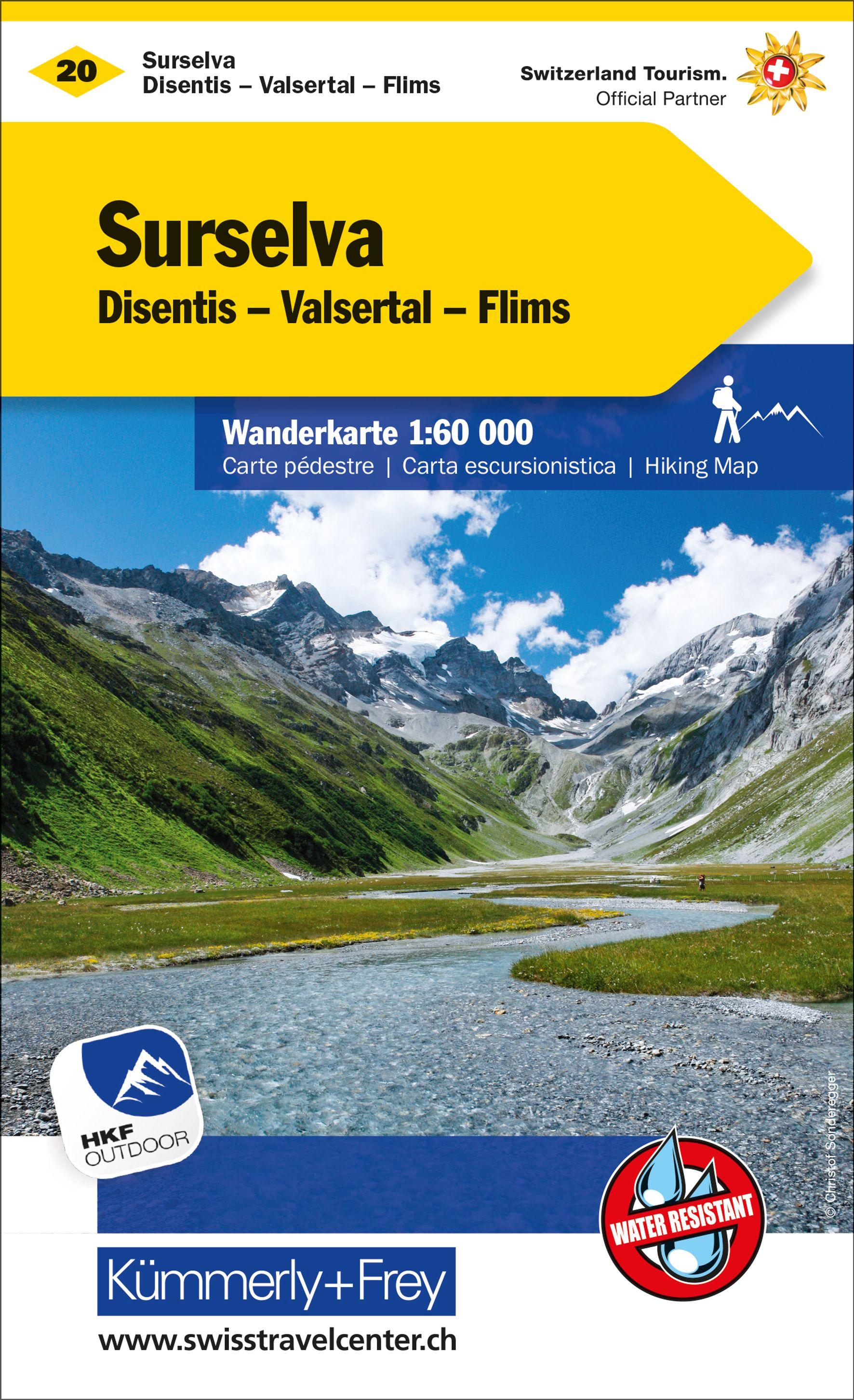 Vorderes Coverbild Surselva Nr. 20 Disentis - Walsertal - Flims, Wanderkarte 1:60 000