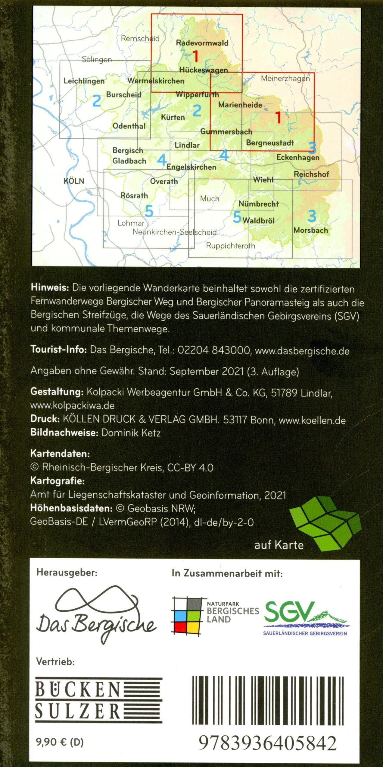 Beispielinhalt (Bild) Wanderkarte Bergisches Land 1:25.000
