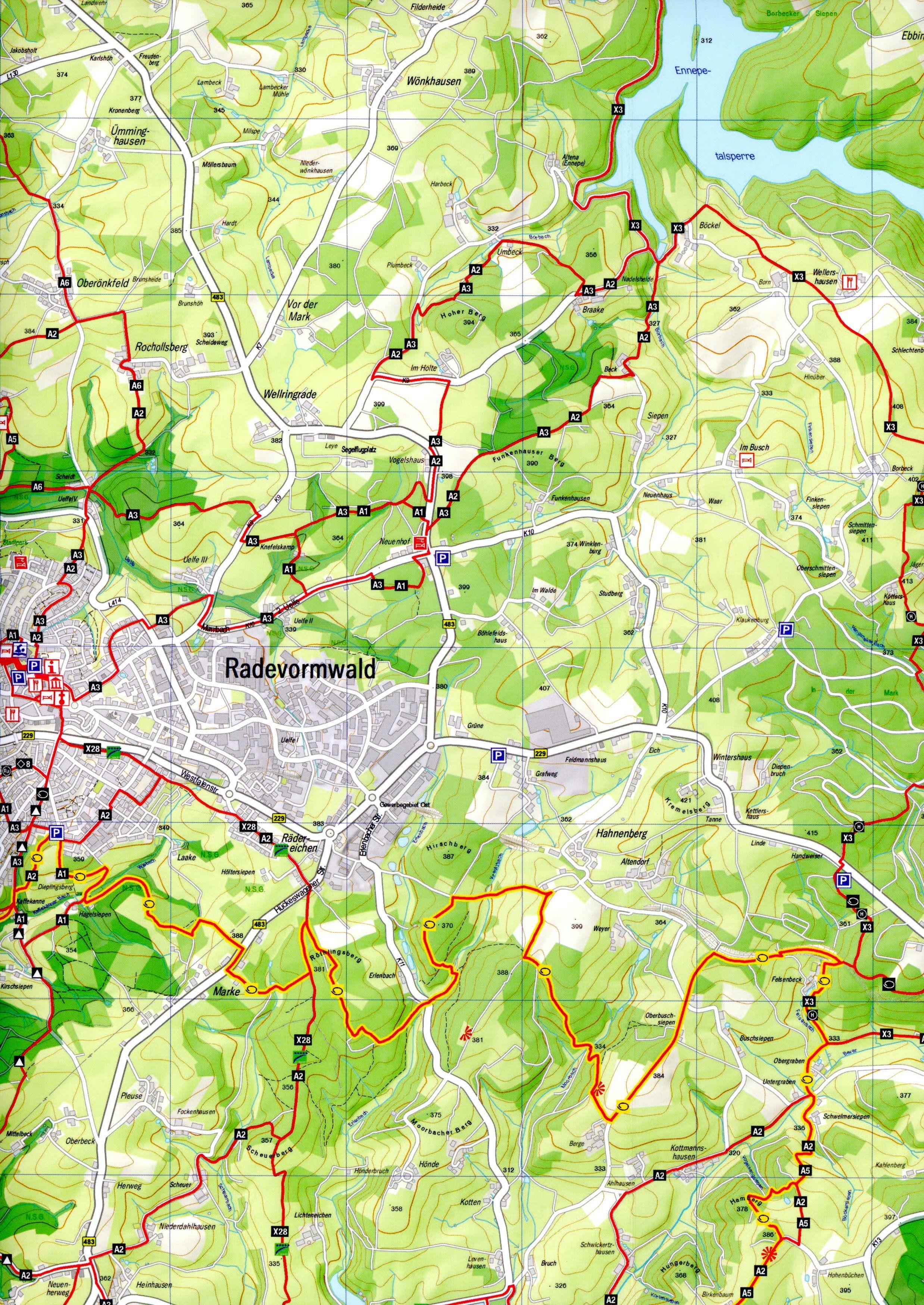 Beispielinhalt (Bild) Wanderkarte Bergisches Land 1:25.000