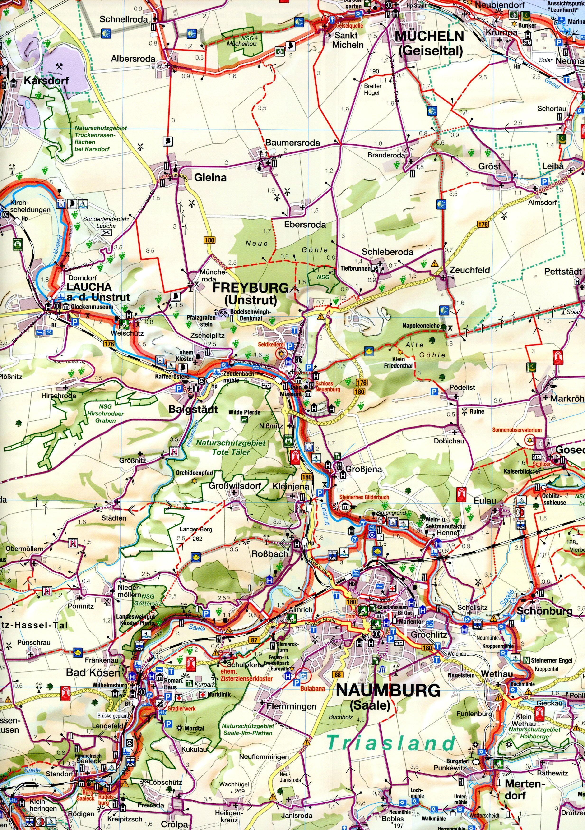 Beispielinhalt (Bild) Fahrradkarte Halle, Geiseltalsee, Naumburg