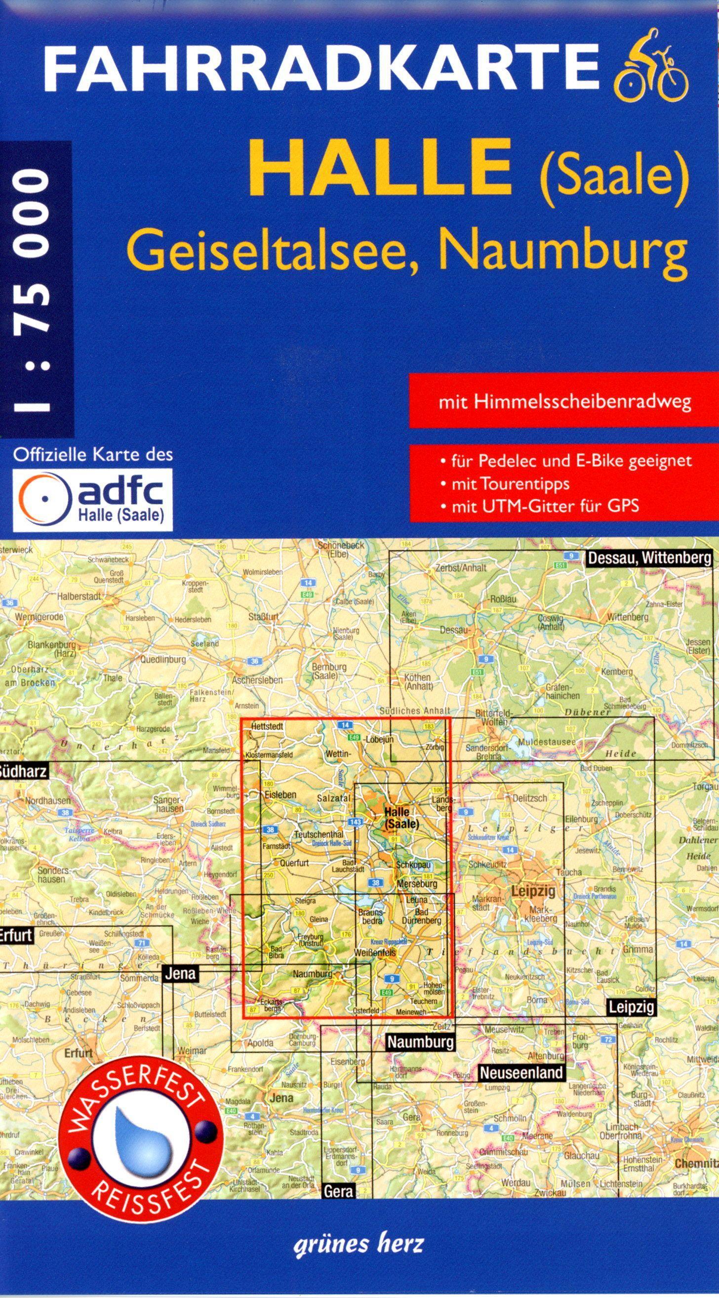 Vorderes Coverbild Fahrradkarte Halle, Geiseltalsee, Naumburg