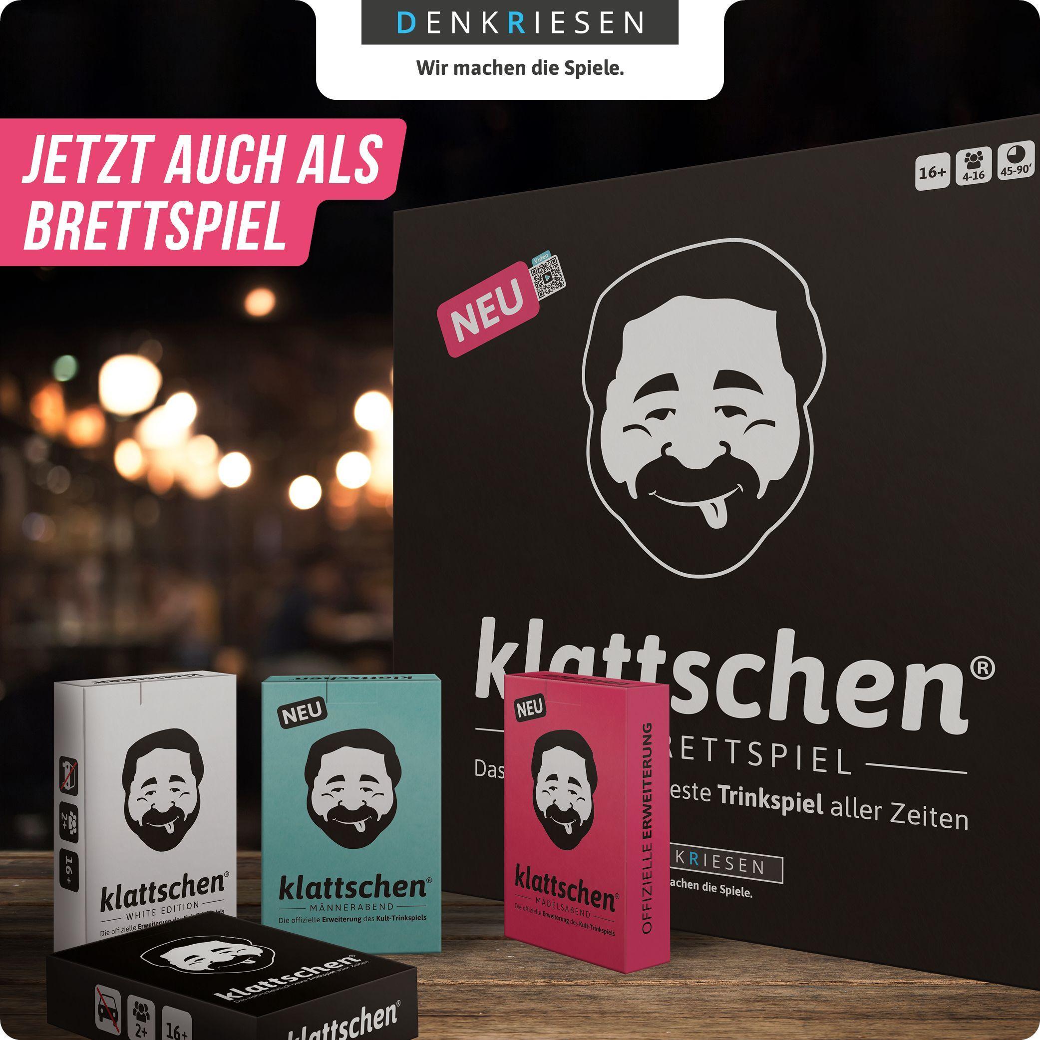 Beispielinhalt (Bild) DENKRIESEN - klattschen® - Männerabend - SPIELKARTENKARTON "Das wahrscheinlich beste Trinkspiel aller Zeiten"