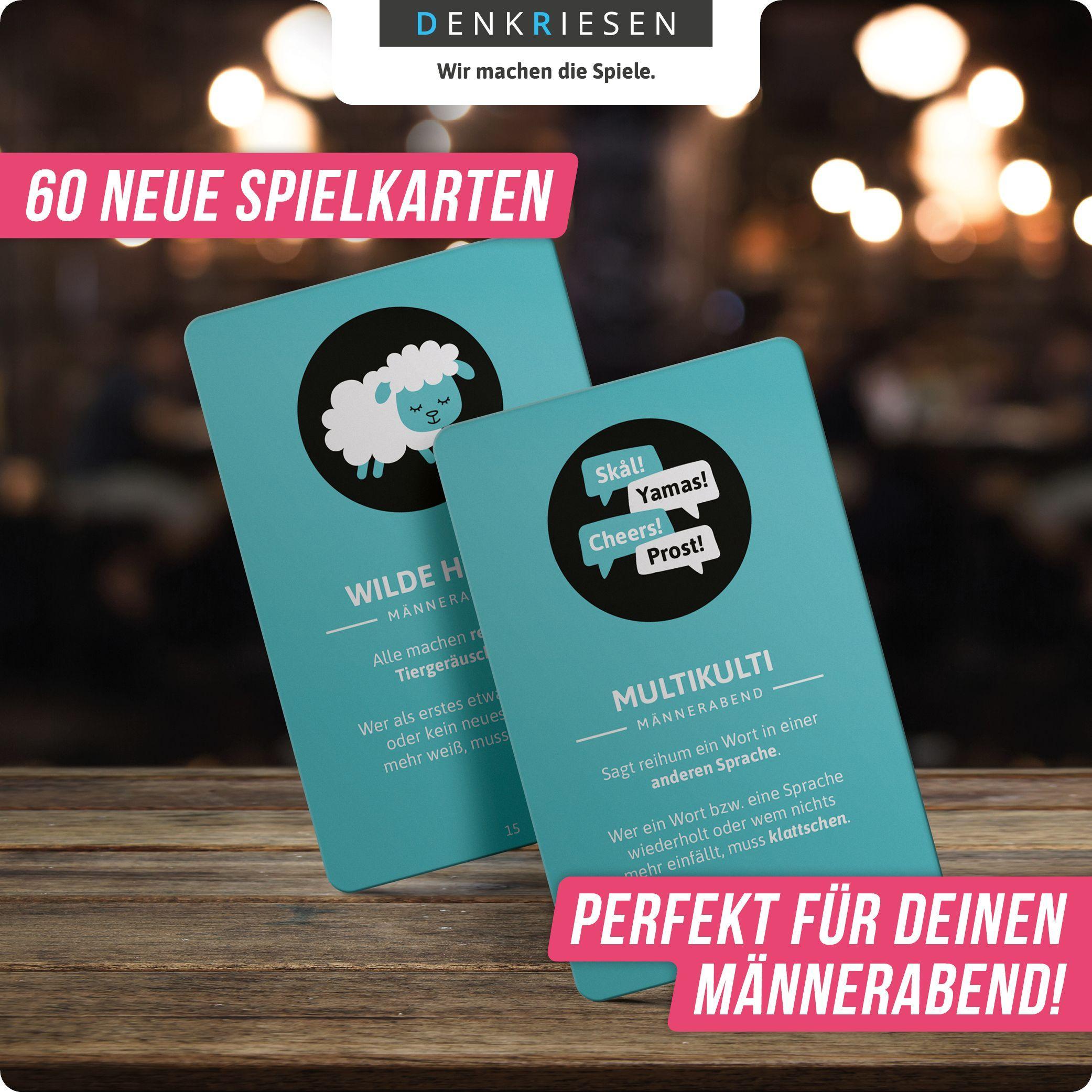 Beispielinhalt (Bild) DENKRIESEN - klattschen® - Männerabend - SPIELKARTENKARTON "Das wahrscheinlich beste Trinkspiel aller Zeiten"