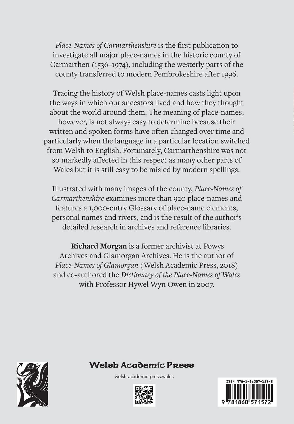 Rückseitencover Place-Names of Carmarthenshire