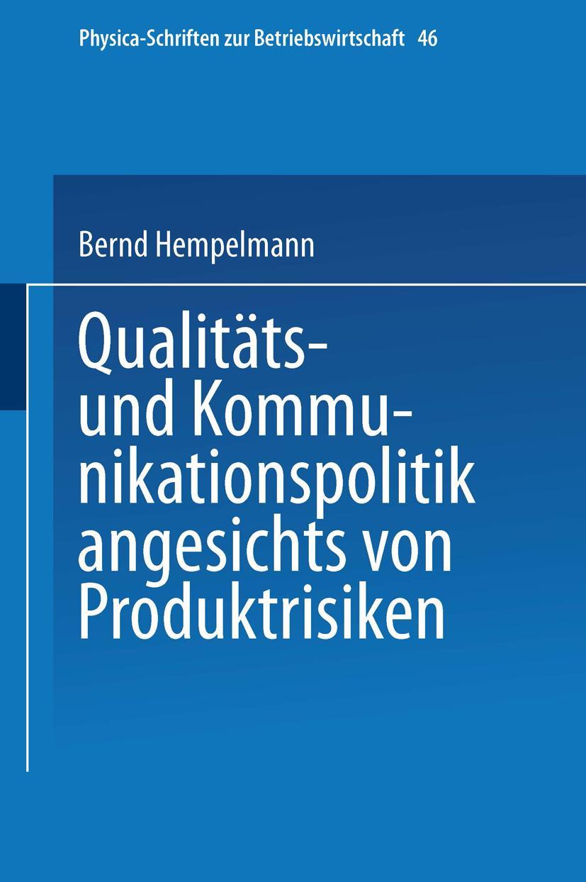 Vorderes Coverbild Qualitäts- und Kommunikationspolitik angesichts von Produktrisiken