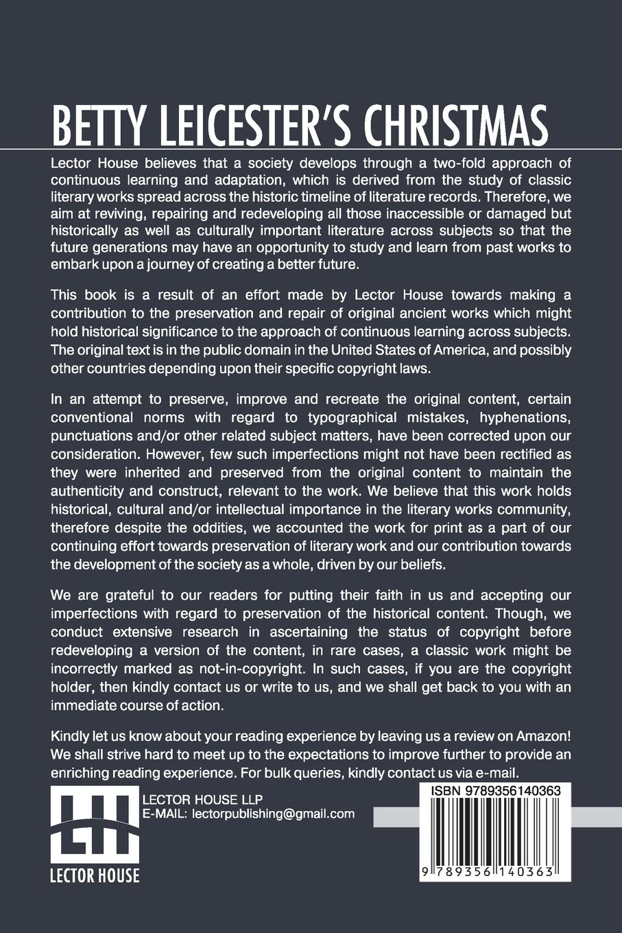 Rückseitencover Betty Leicester's Christmas