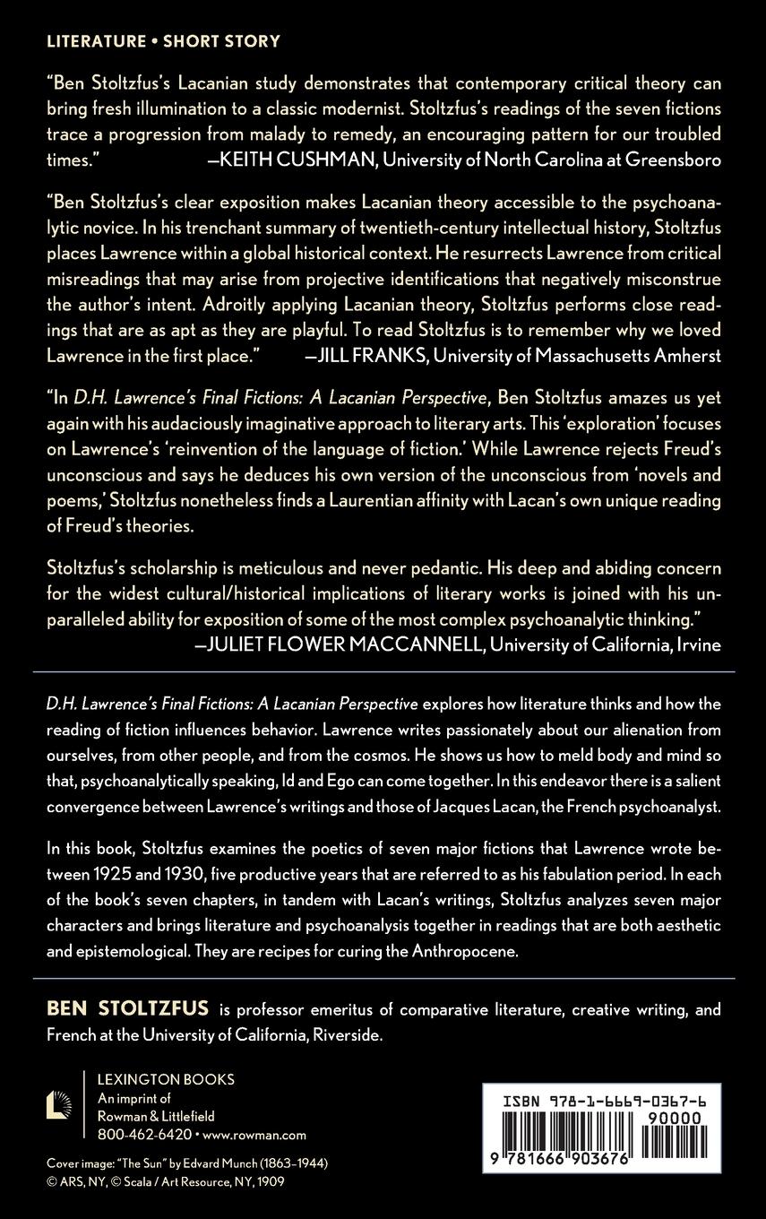 Rückseitencover D.H. Lawrence's Final Fictions