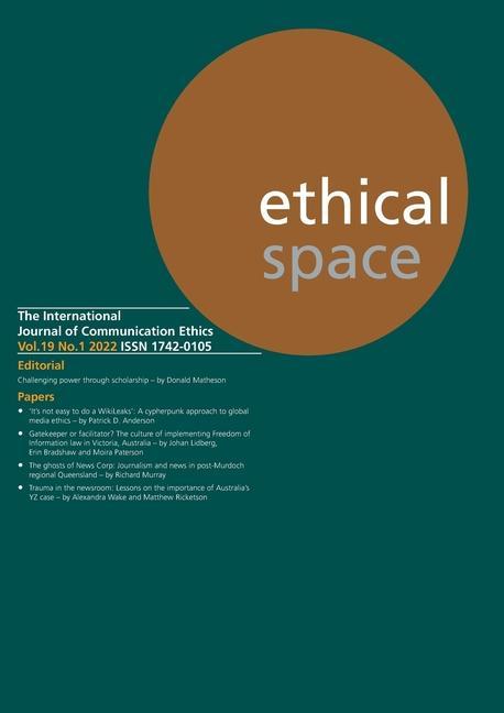 Vorderes Coverbild Ethical Space Vol. 19 Issue 1