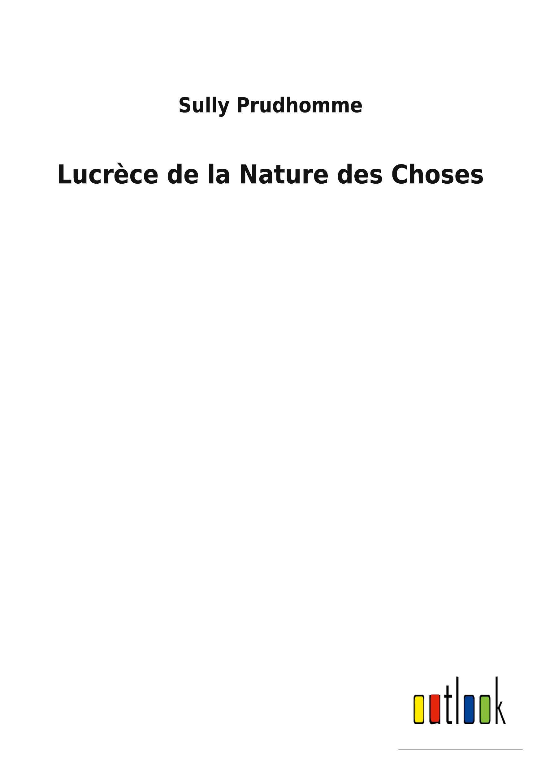 Vorderes Coverbild Lucrèce de la Nature des Choses