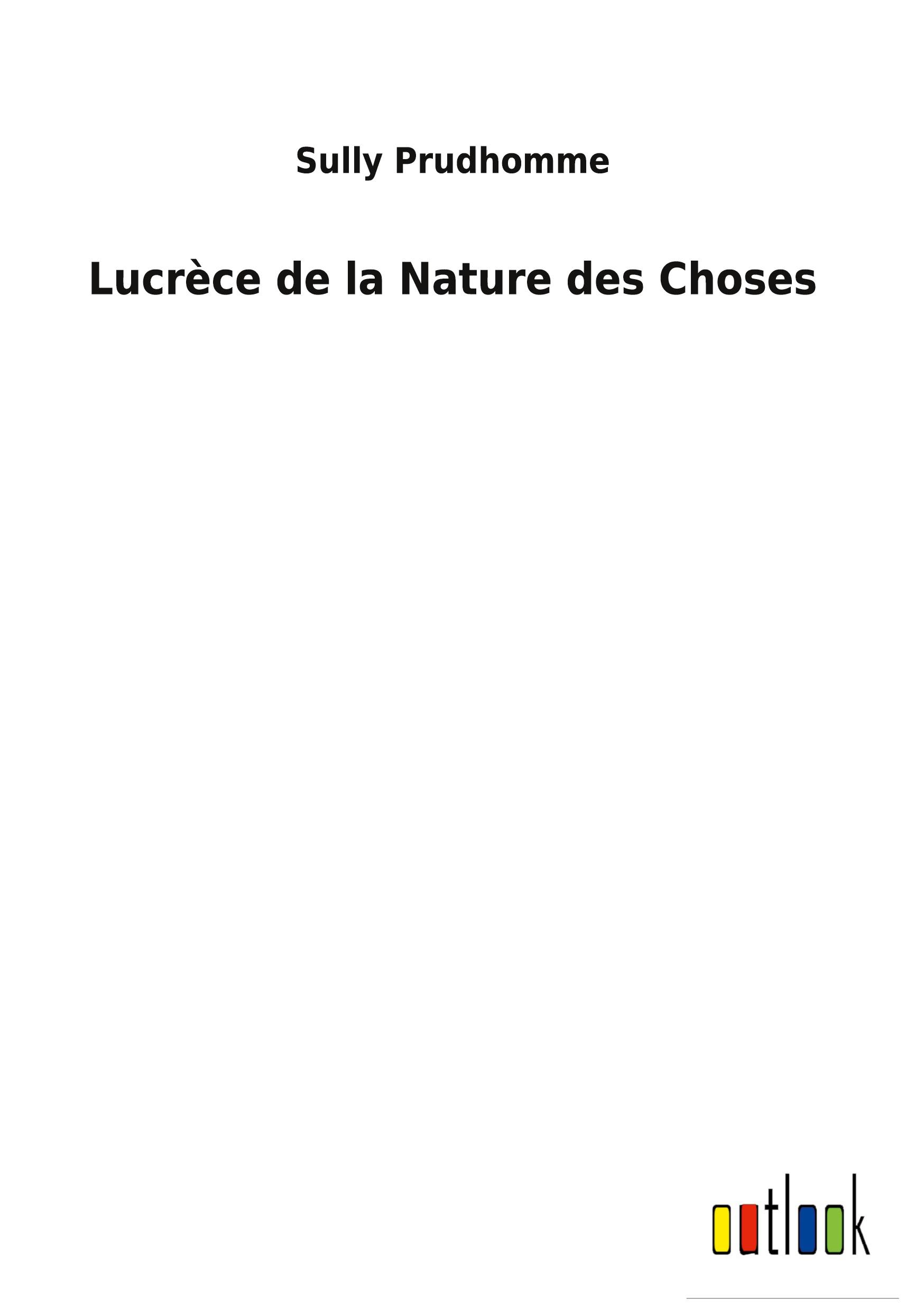 Vorderes Coverbild Lucrèce de la Nature des Choses