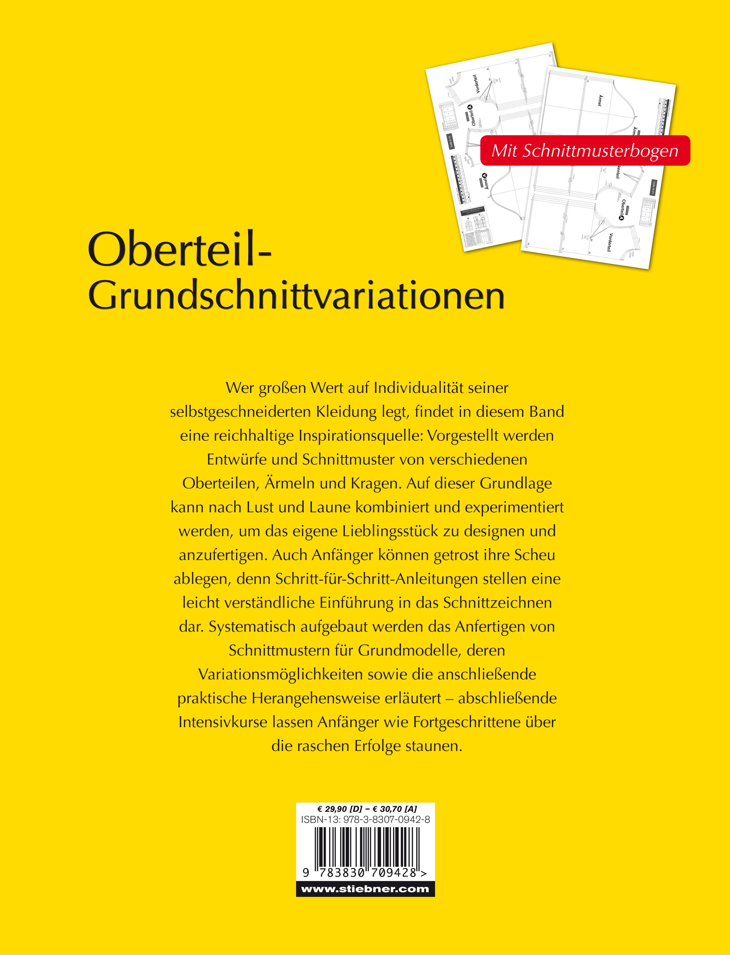 Rückseitencover Oberteil-Grundschnittvariationen