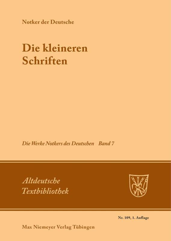 Vorderes Coverbild Die kleineren Schriften