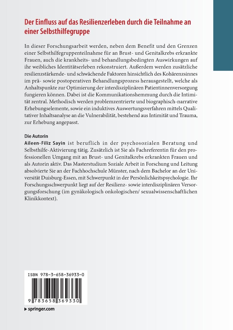 Rückseitencover Der Einfluss auf das Resilienzerleben durch die Teilnahme an einer Selbsthilfegruppe