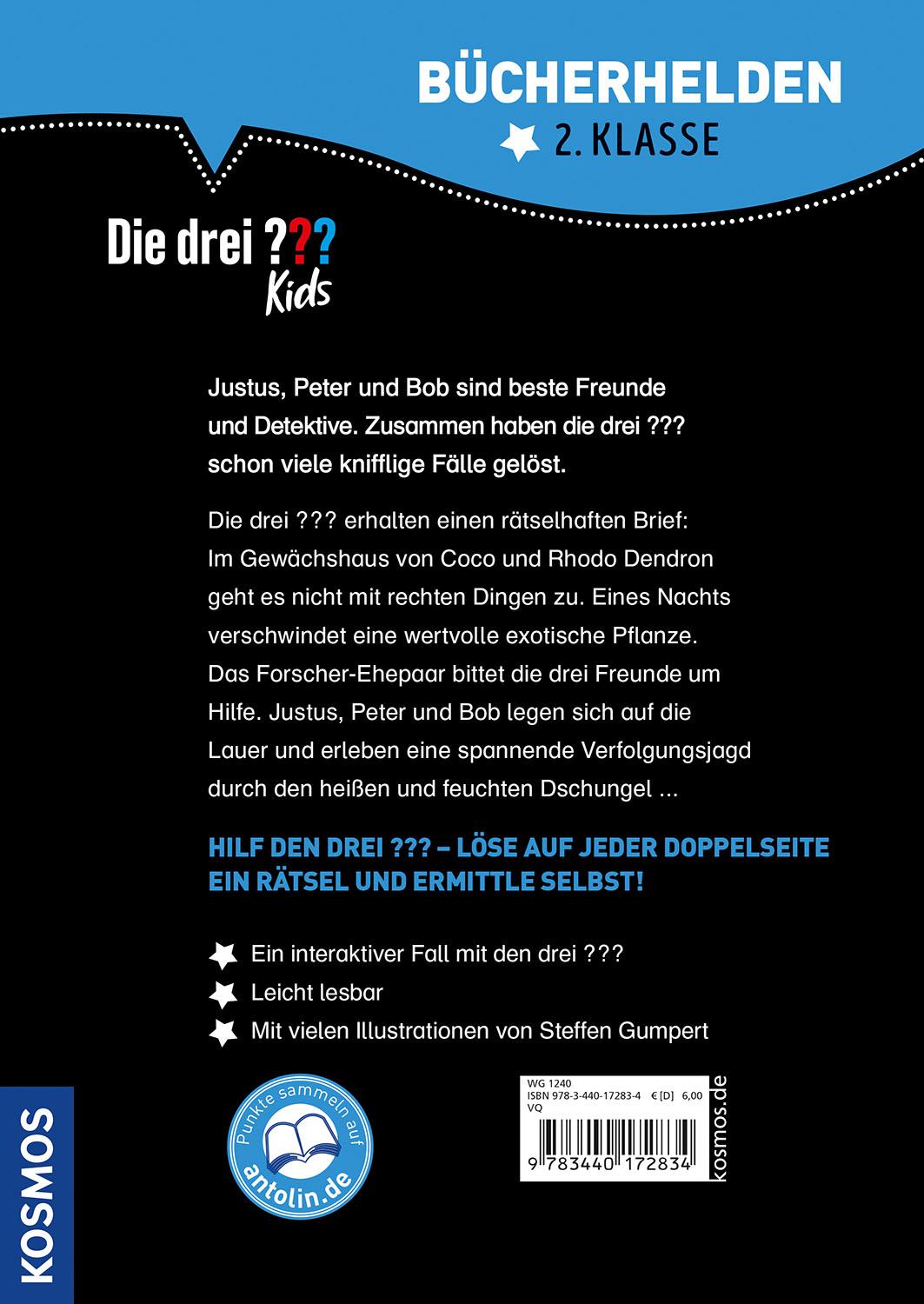 Rückseitencover Die drei ??? Kids, Bücherhelden 2. Klasse, Tatort Dschungel