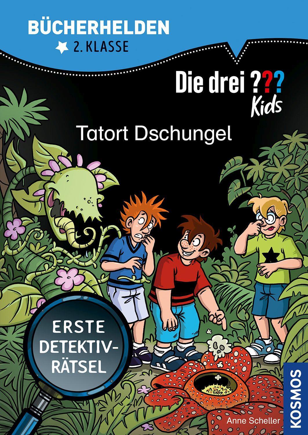 Vorderes Coverbild Die drei ??? Kids, Bücherhelden 2. Klasse, Tatort Dschungel