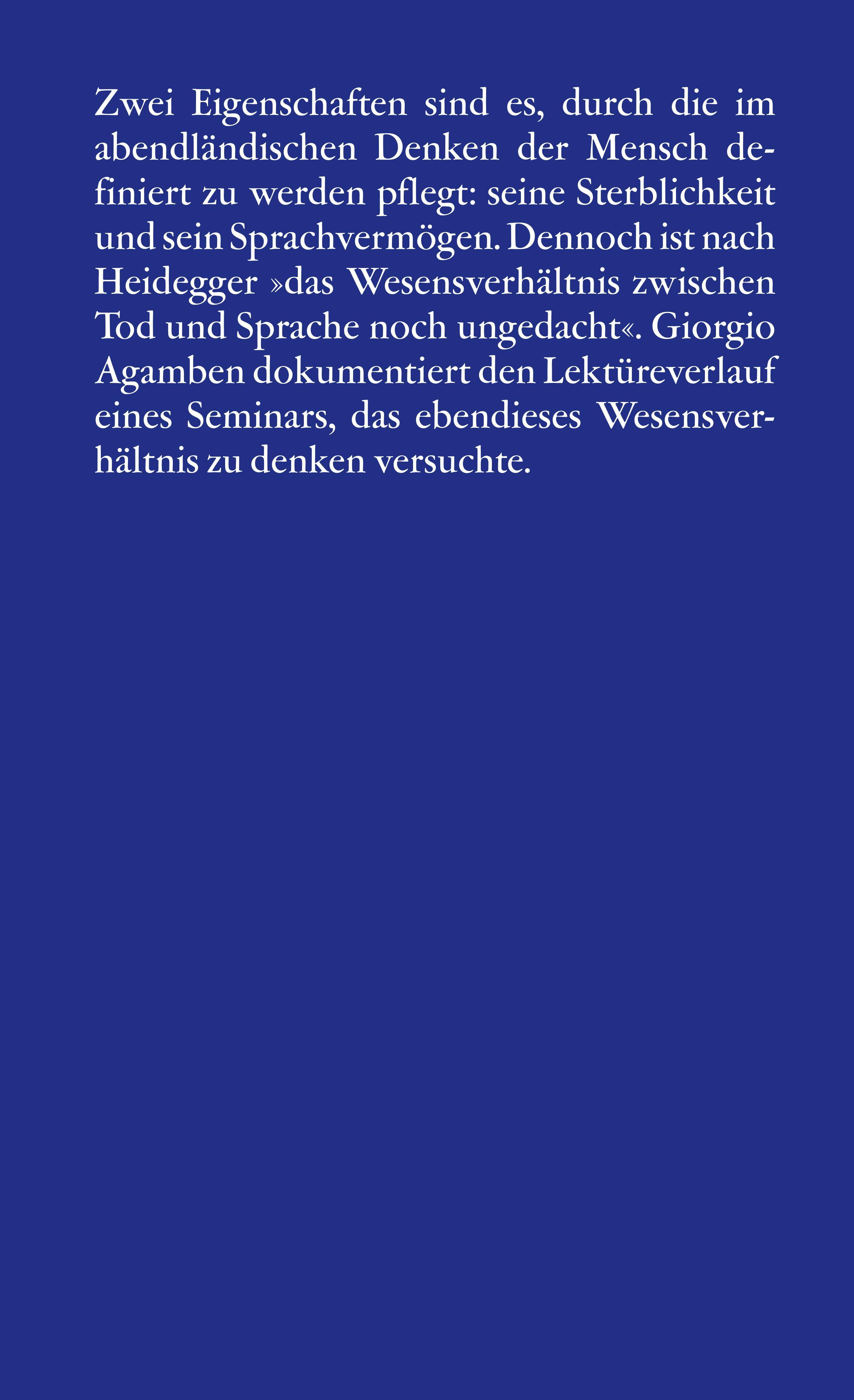 Rückseitencover Die Sprache und der Tod