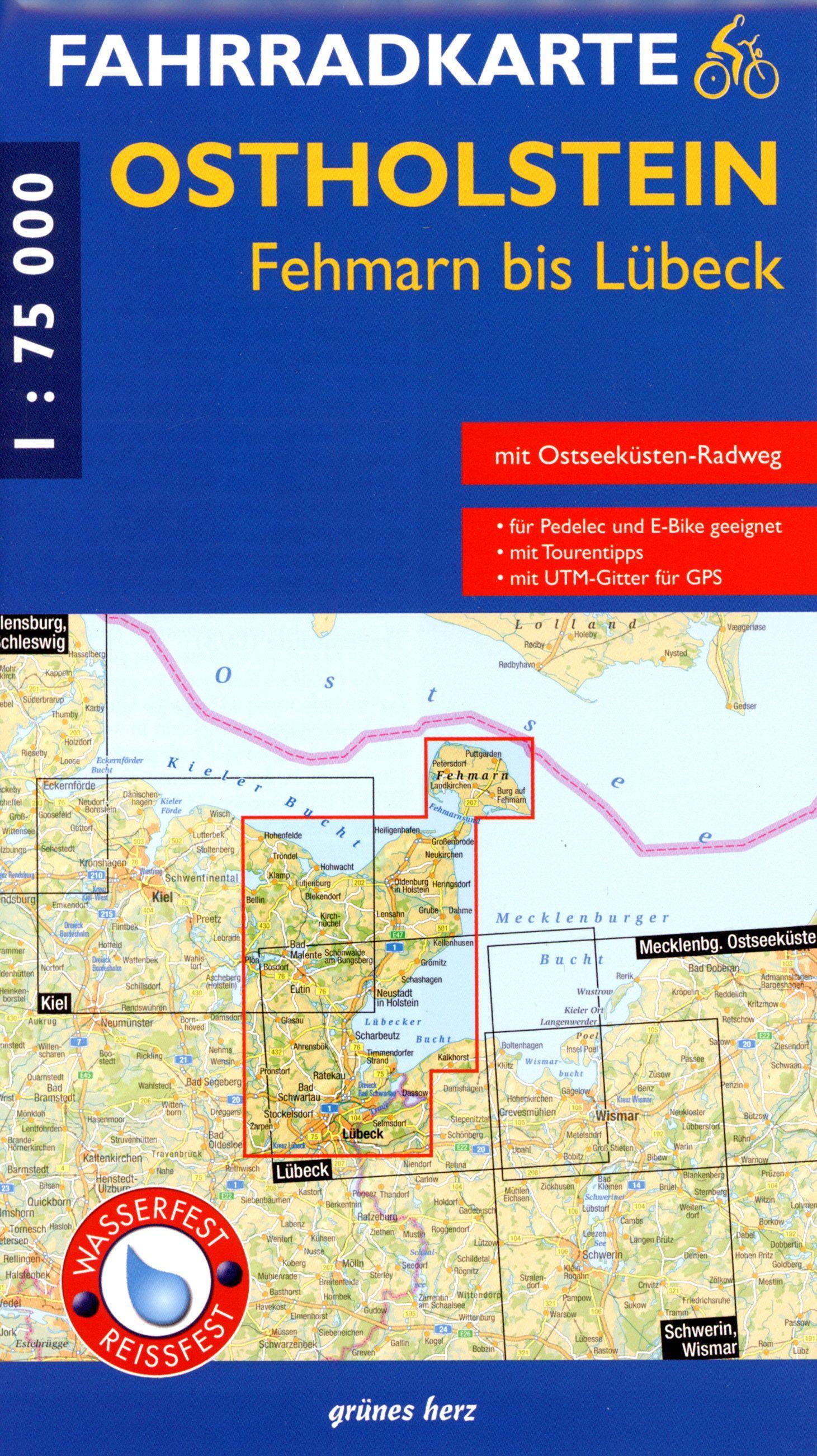 Vorderes Coverbild Fahrradkarte Ostholstein, Fehmarn bis Lübeck