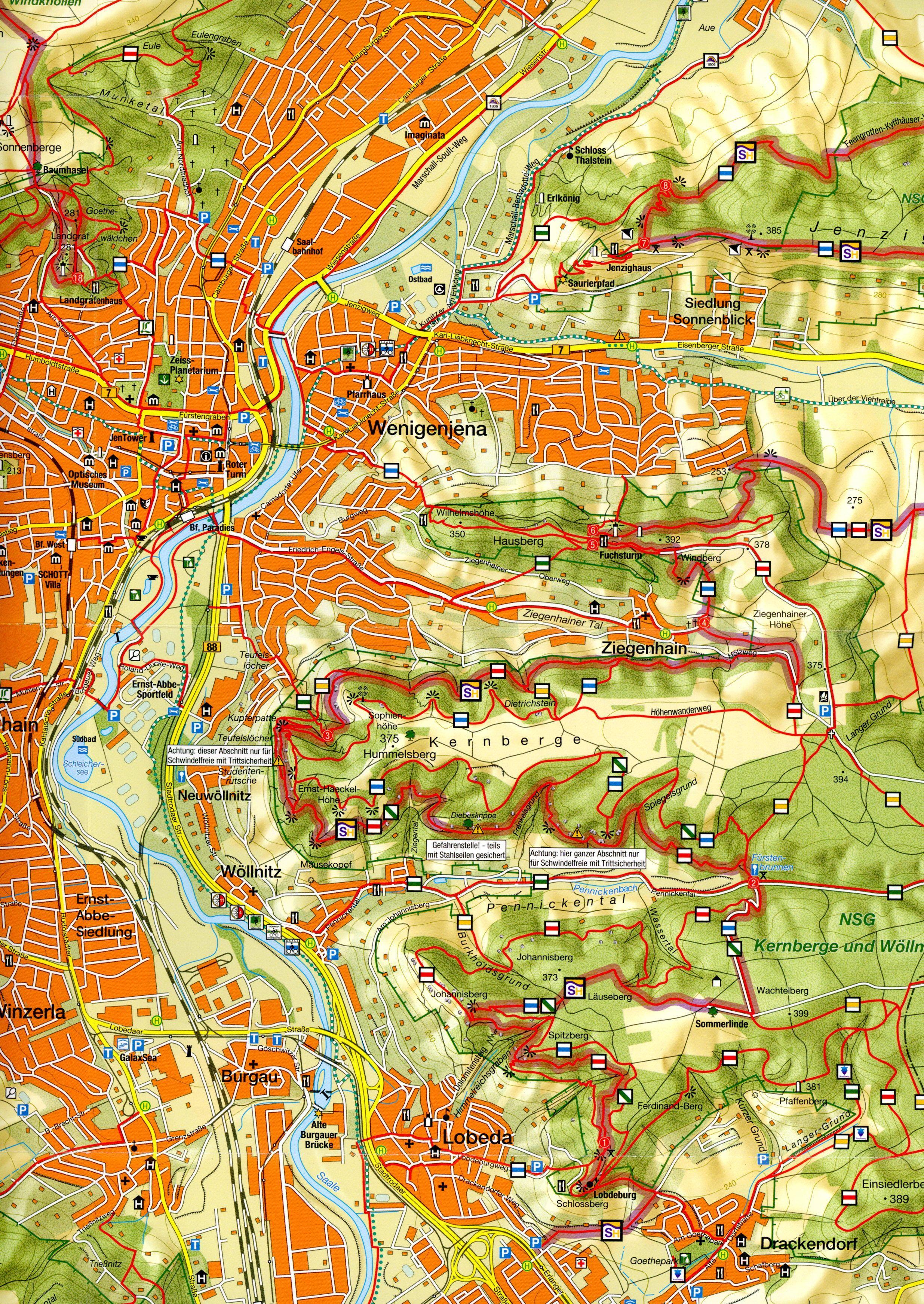 Beispielinhalt (Bild) Wanderkarte Saalehorizontale