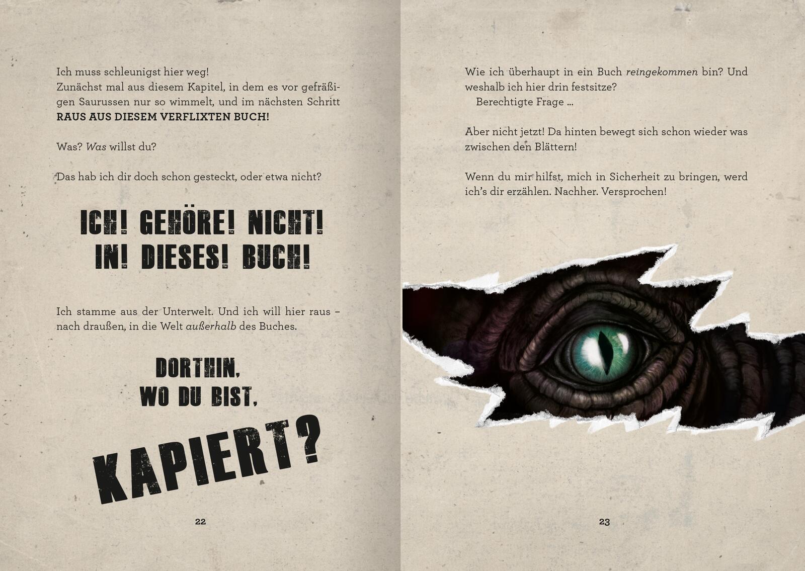 Beispielinhalt (Bild) Das Buch mit dem Fluch - Hol mich raus, aber zack! (Das Buch mit dem Fluch 2)