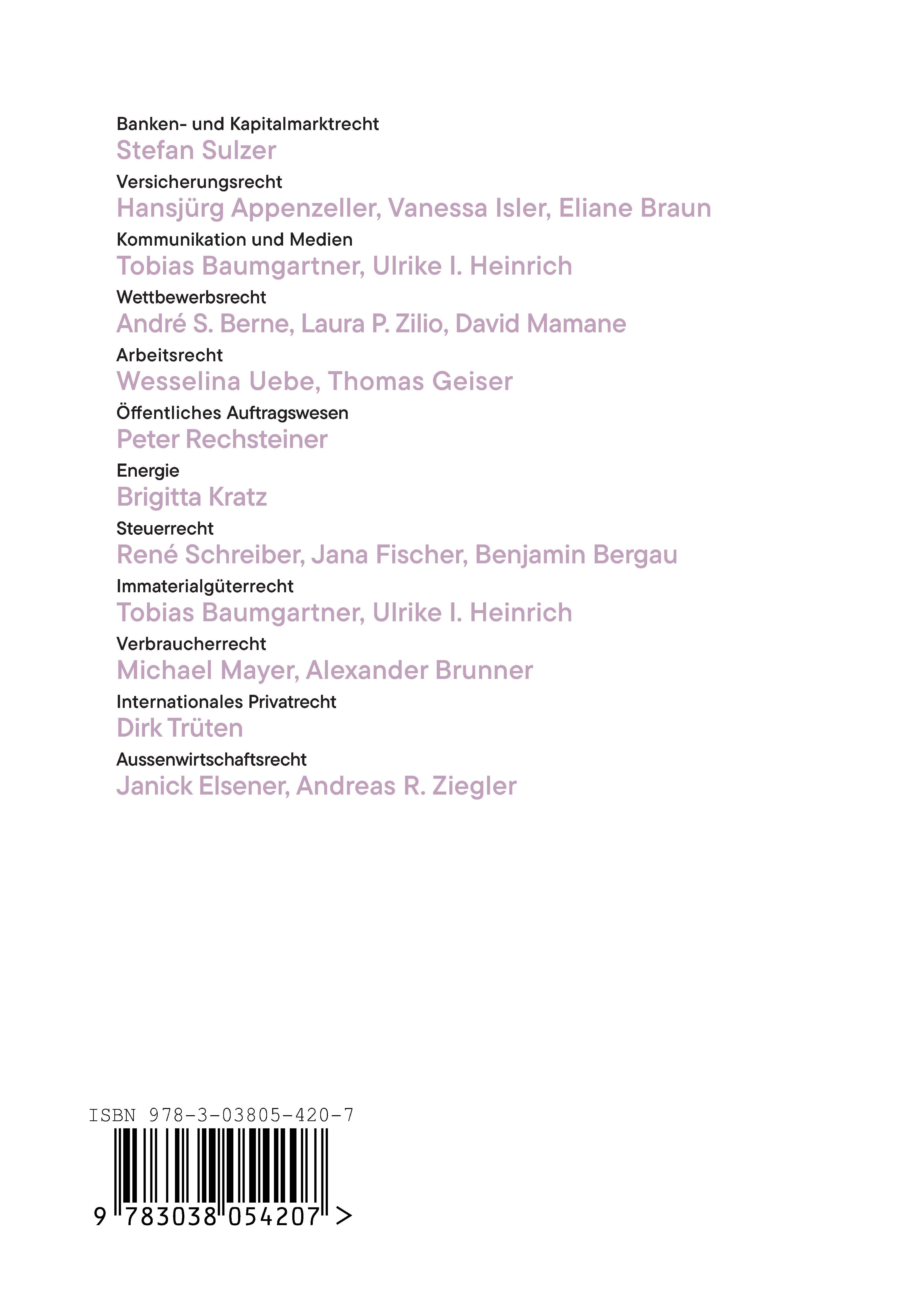 Rückseitencover Jahrbuch Wirtschaftsrecht Schweiz - EU 2021/22