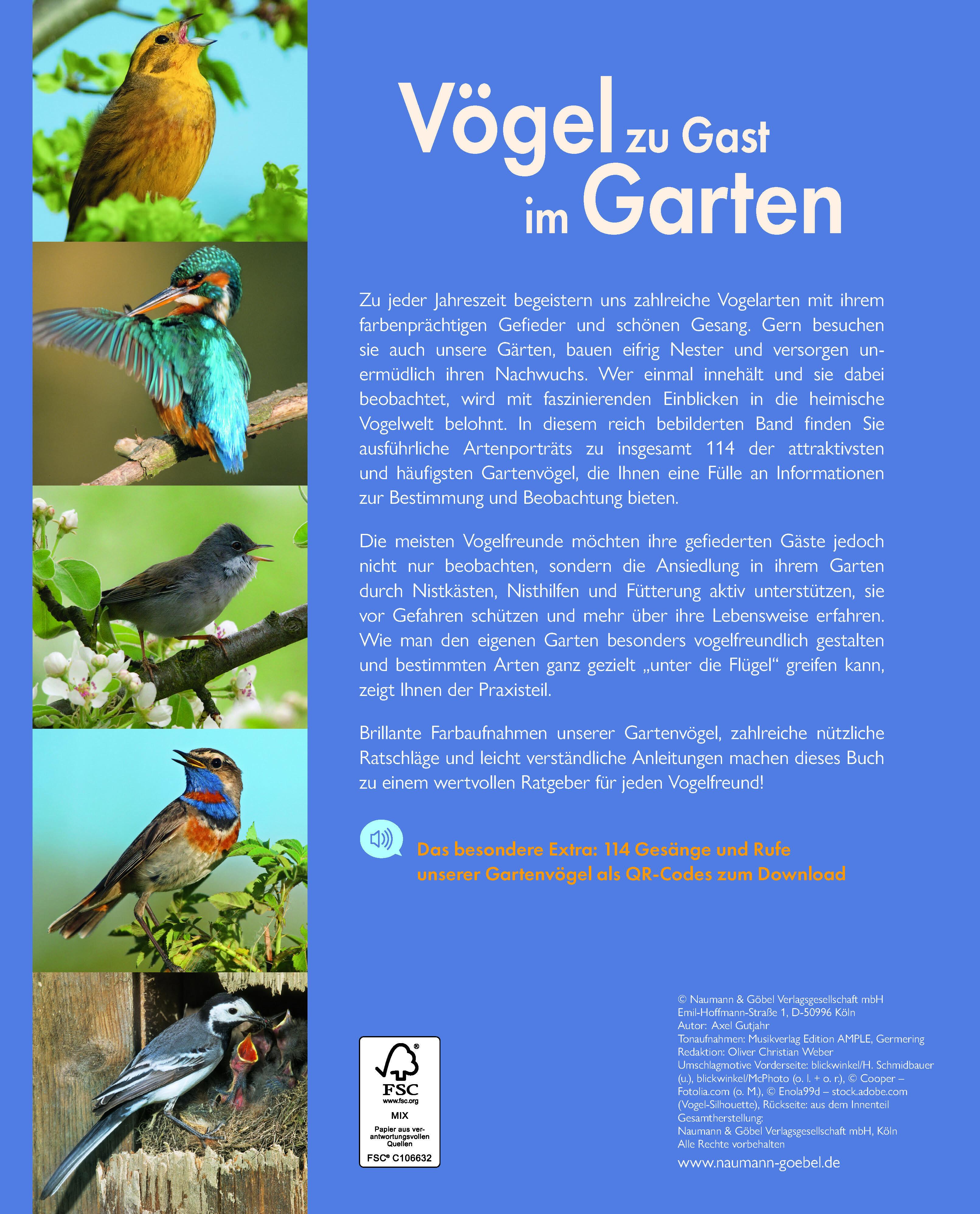 Rückseitencover Vögel zu Gast im Garten - Beobachten, bestimmen, schützen.